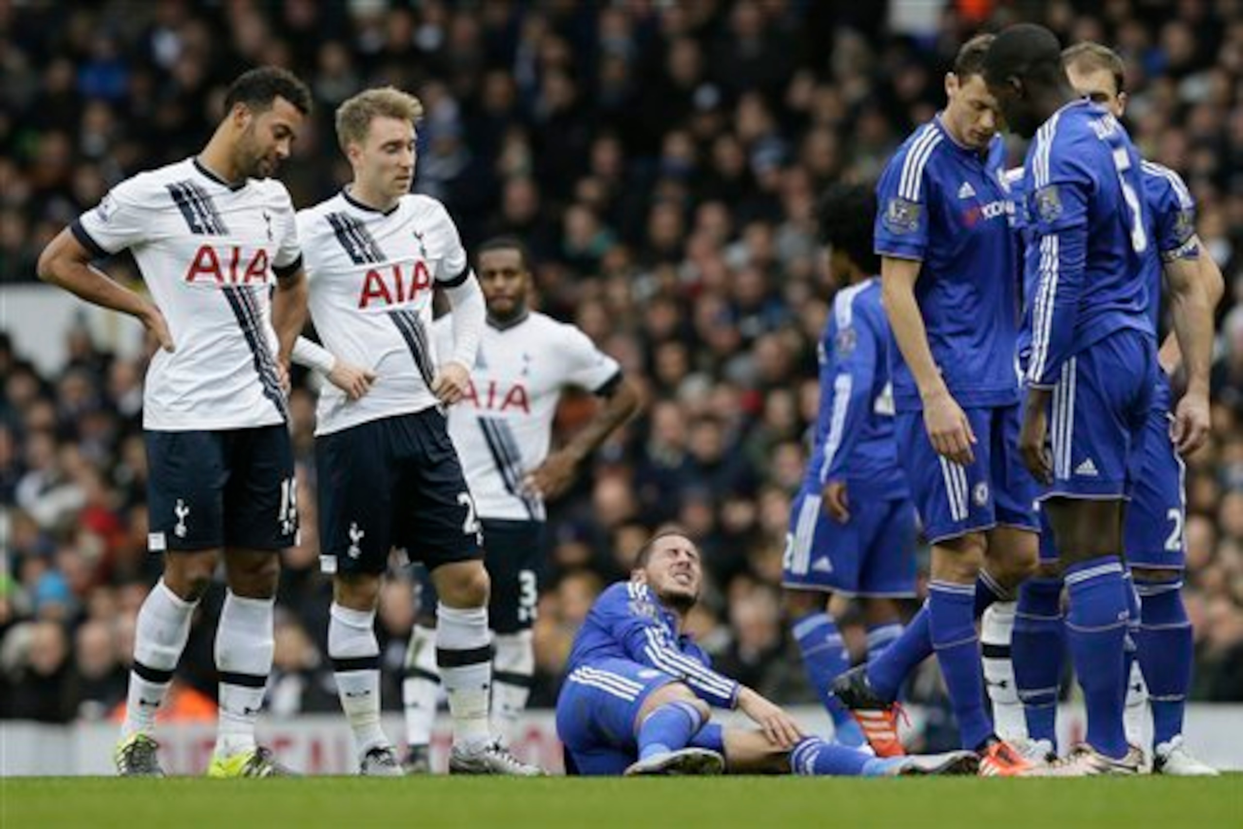 Dembele does not look too impressed with Hazard's attempts to elicit sympathy during Spurs and Chelsea's 0-0 draw in November. Other aspects of the Blues man's performance in an unfamiliar role were more worthy of admiration.