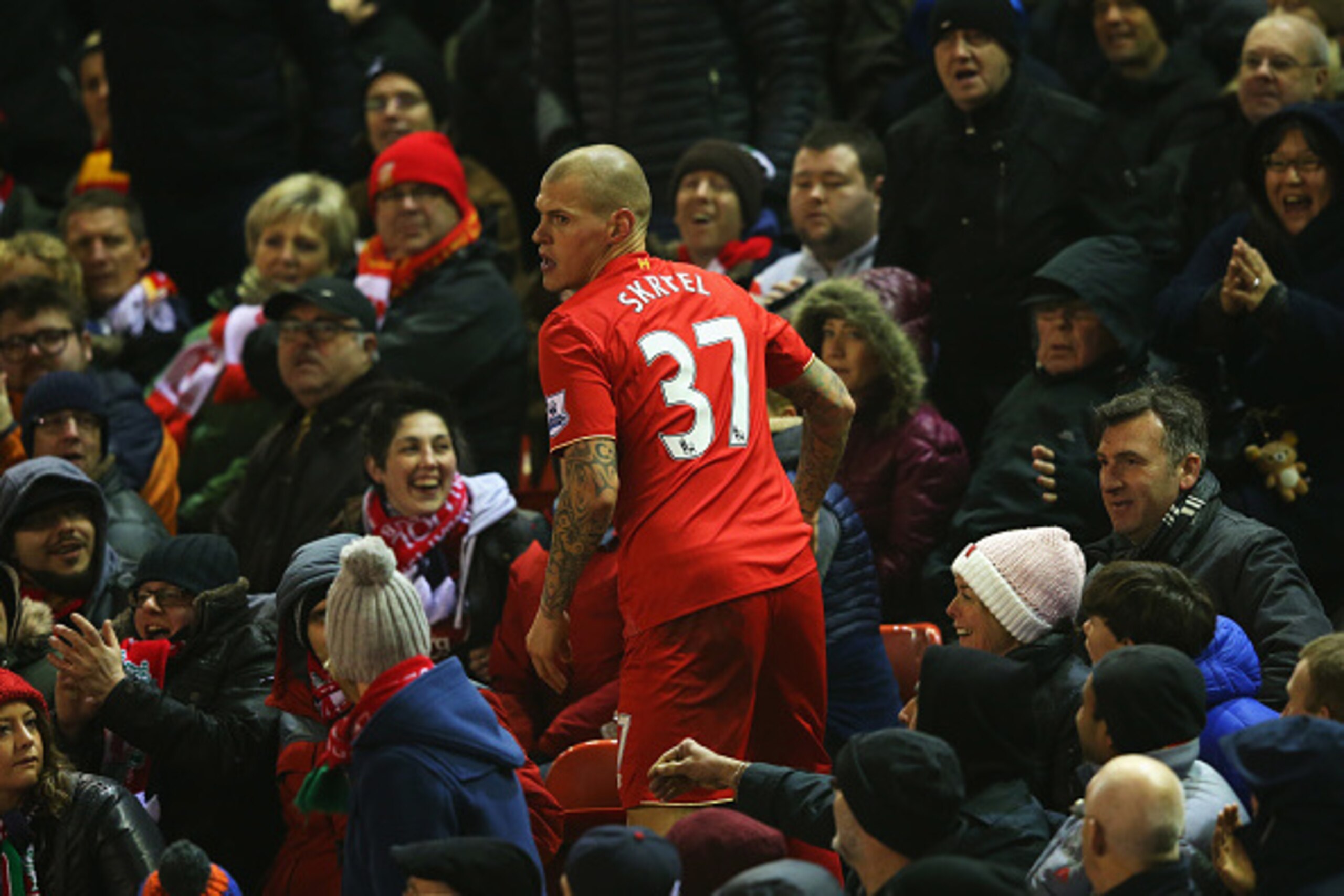 LIVERPOOL, ENGLAND - DECEMBER 13: Martin Skrtel of Liverpool looks on after being pushed into the crowdduring the Barclays Premier League match between Liverpool and West Bromwich Albion at Anfield on December 13, 2015 in Liverpool, England. (Photo by A LIVERPOOL, ENGLAND - DECEMBER 13: Martin Skrtel of Liverpool looks on after being pushed into the crowdduring the Barclays Premier League match between Liverpool and West Bromwich Albion at Anfield on December 13, 2015 in Liverpool, England. (Photo by A