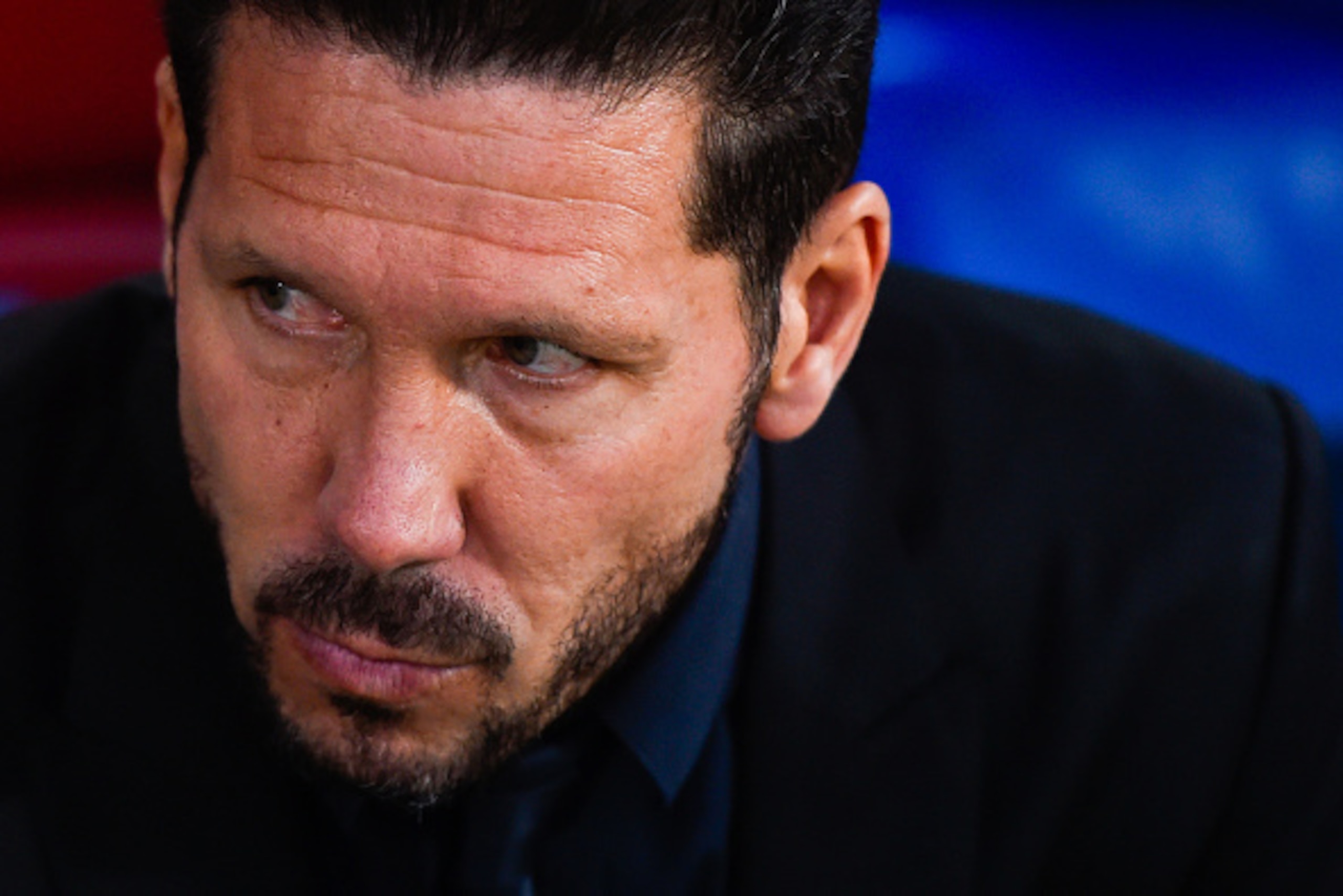 MADRID, SPAIN - APRIL 27:  Head coach Diego Pablo Simeone of Club Atletico de Madrid looks on during the UEFA Champions League semi final first leg match between Club Atletico de Madrid and FC Bayern Muenchen at Vincente Calderon on April 27, 2016 in Madr