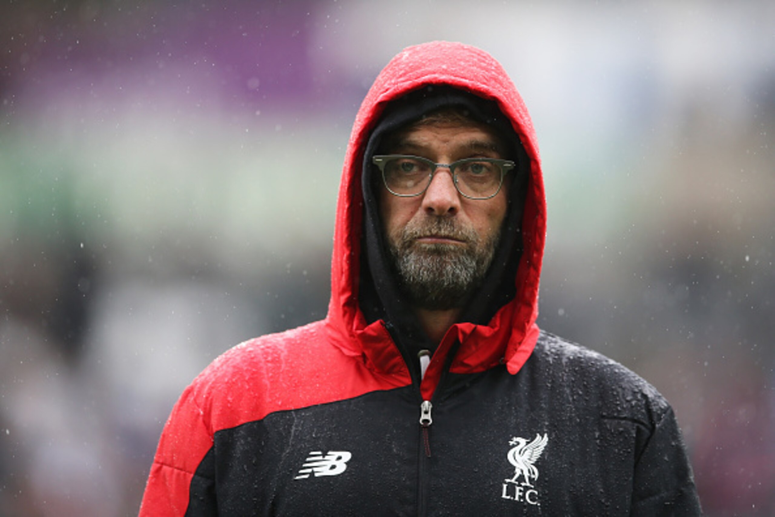 SWANSEA, WALES - MAY 01:  Jurgen Klopp, manager of Liverpool looks on as the team's warm up prior to the Barclays Premier League match between Swansea City and Liverpool at The Liberty Stadium on May 1, 2016 in Swansea, Wales.  (Photo by Steve Bardens/Get