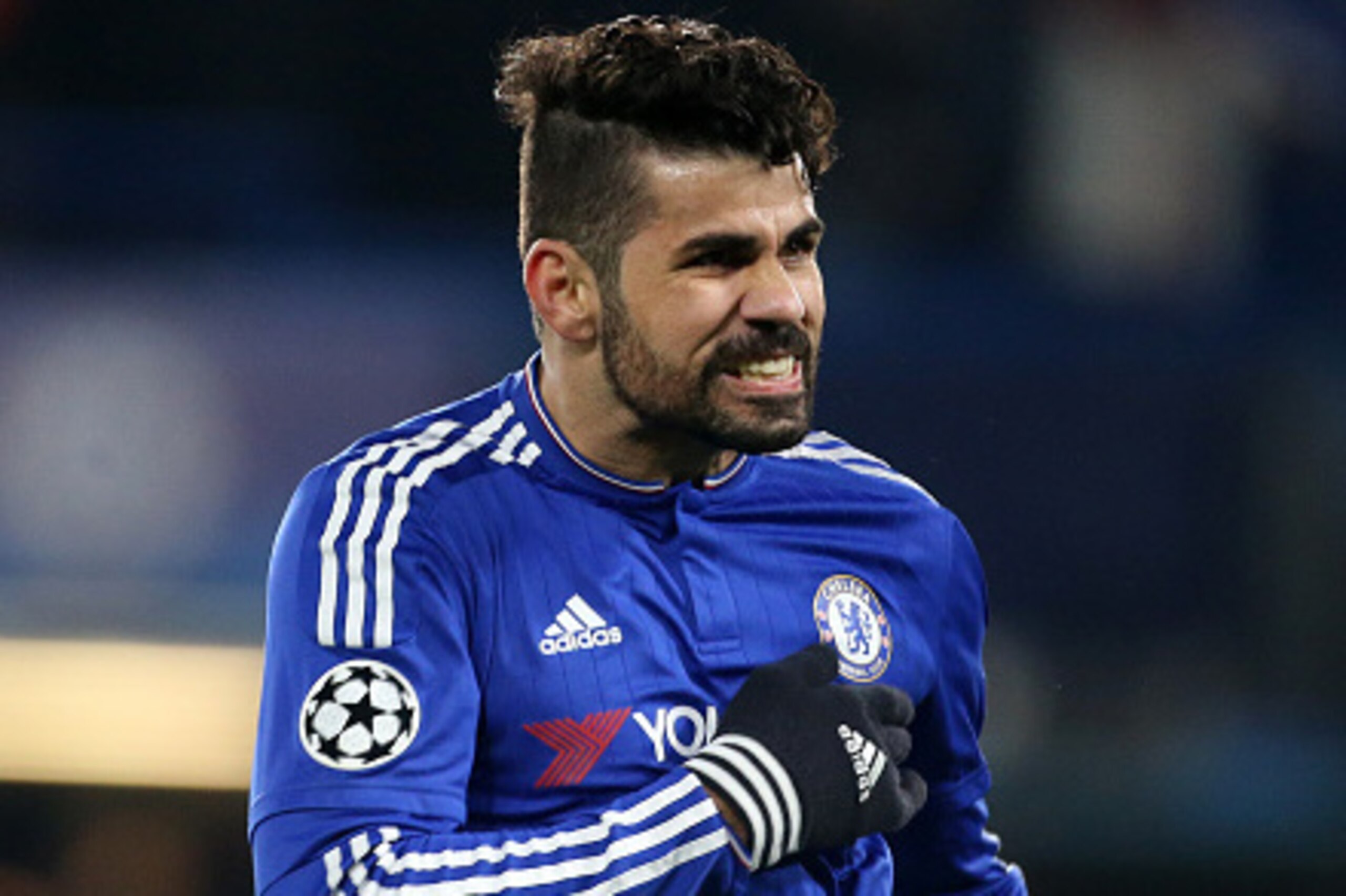 LONDON, ENGLAND - MARCH 9: Diego Costa of Chelsea celebrates his goal during the UEFA Champions League round of 16 second leg match between Chelsea FC and Paris Saint-Germain at Stamford Bridge stadium on March 9, 2016 in London, England. (Photo by Jean C
