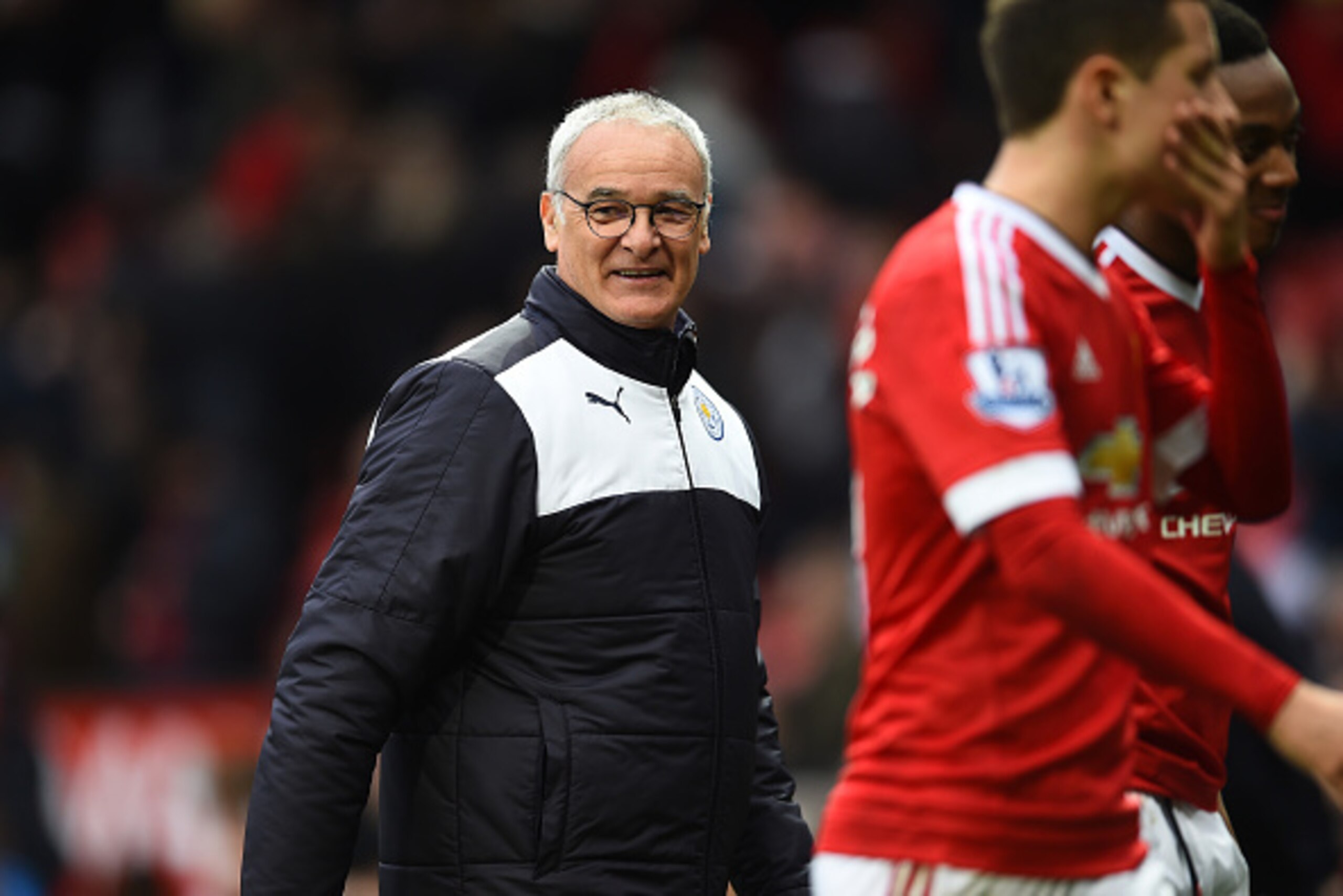 MANCHESTER, UNITED KINGDOM - MAY 01:  Claudio Ranieri, manager of Leicester City smiles after the Barclays Premier League match between Manchester United and Leicester City at Old Trafford on May 1, 2016 in Manchester, England.  (Photo by Laurence Griffit