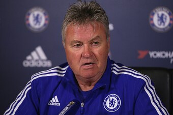 COBHAM, ENGLAND - APRIL 29:  Guus Hiddink, the Chelsea manager, is pictured during a press conference at Chelsea Training Ground on April 29, 2016 in Cobham, England.  (Photo by Andrew Redington/Getty Images)
