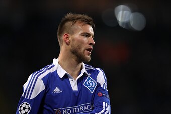 MANCHESTER, ENGLAND - MARCH 15:  Andriy Yarmolenko of Dynamo Kiev during the UEFA Champions League match between Manchester City and Dynamo Kyiv at the Etihad Stadium on March 15, 2016 in Manchester, United Kingdom.  (Photo by Matthew Ashton - AMA/Getty I