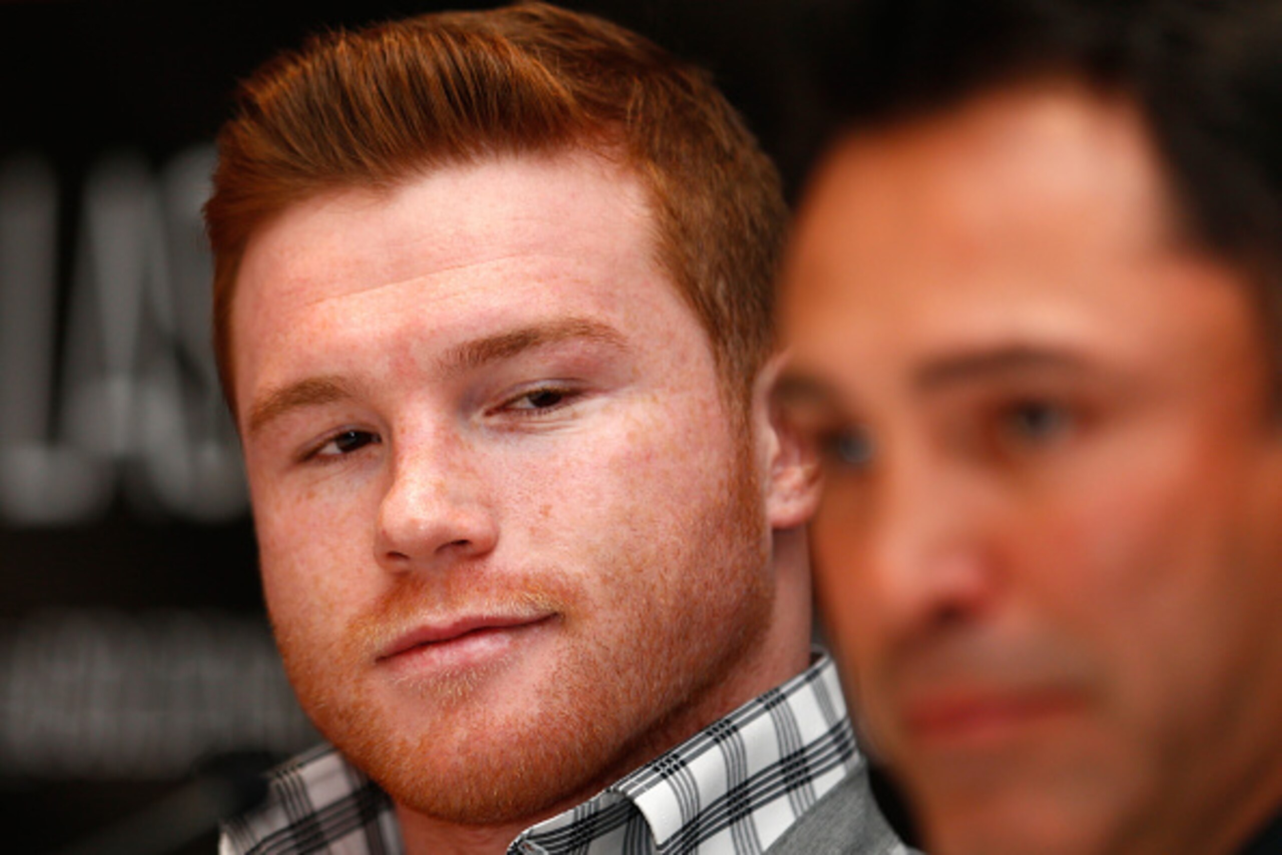 LONDON, ENGLAND - FEBRUARY 29:  Canelo Alvarez talks to the media during a press conference to preview the fight between Amir Khan and Canelo Alvarez at the Park Plaza Riverbank Hotel on February 29, 2016 in London, England.  (Photo by Julian Finney/Getty