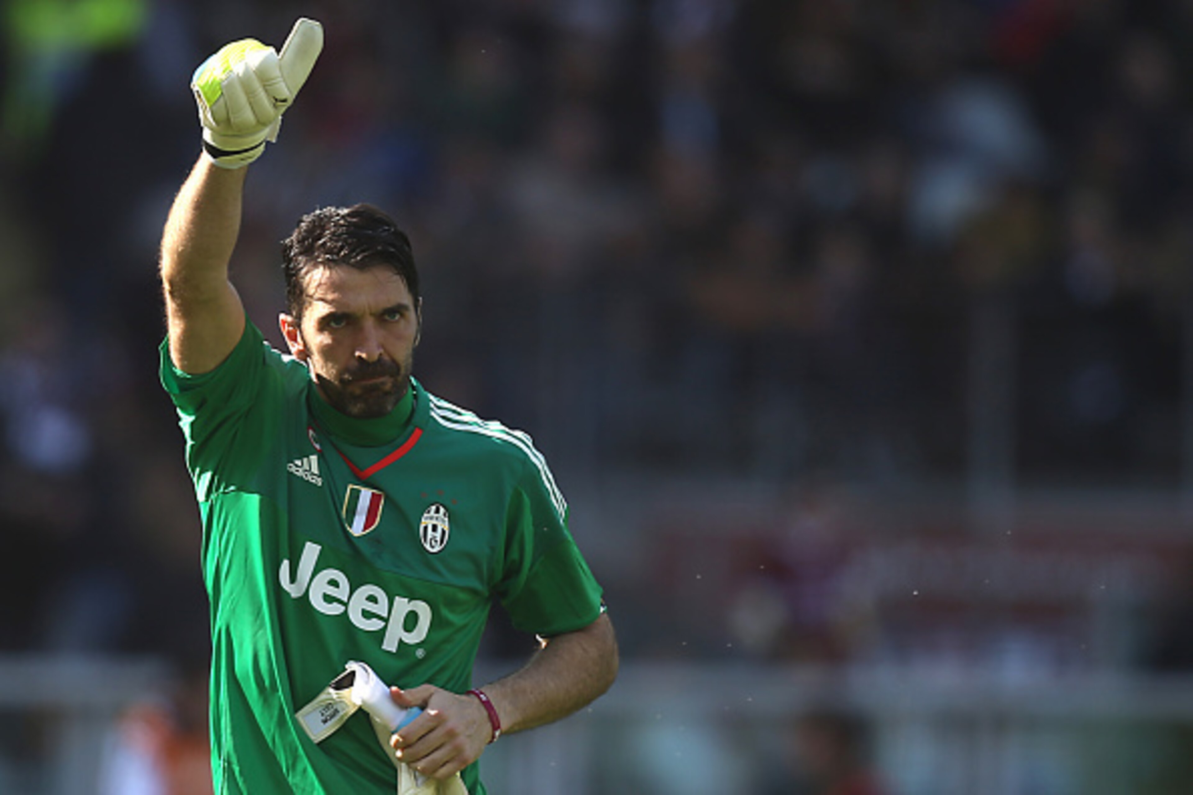 Juventus' goalkeeper Gianluigi Buffon gestures during the Italian Serie A football match Torino Vs Juventus on March 20, 2016 at the 'Olympic Stadium' in Turin.  / AFP / MARCO BERTORELLO        (Photo credit should read MARCO BERTORELLO/AFP/Getty Images)