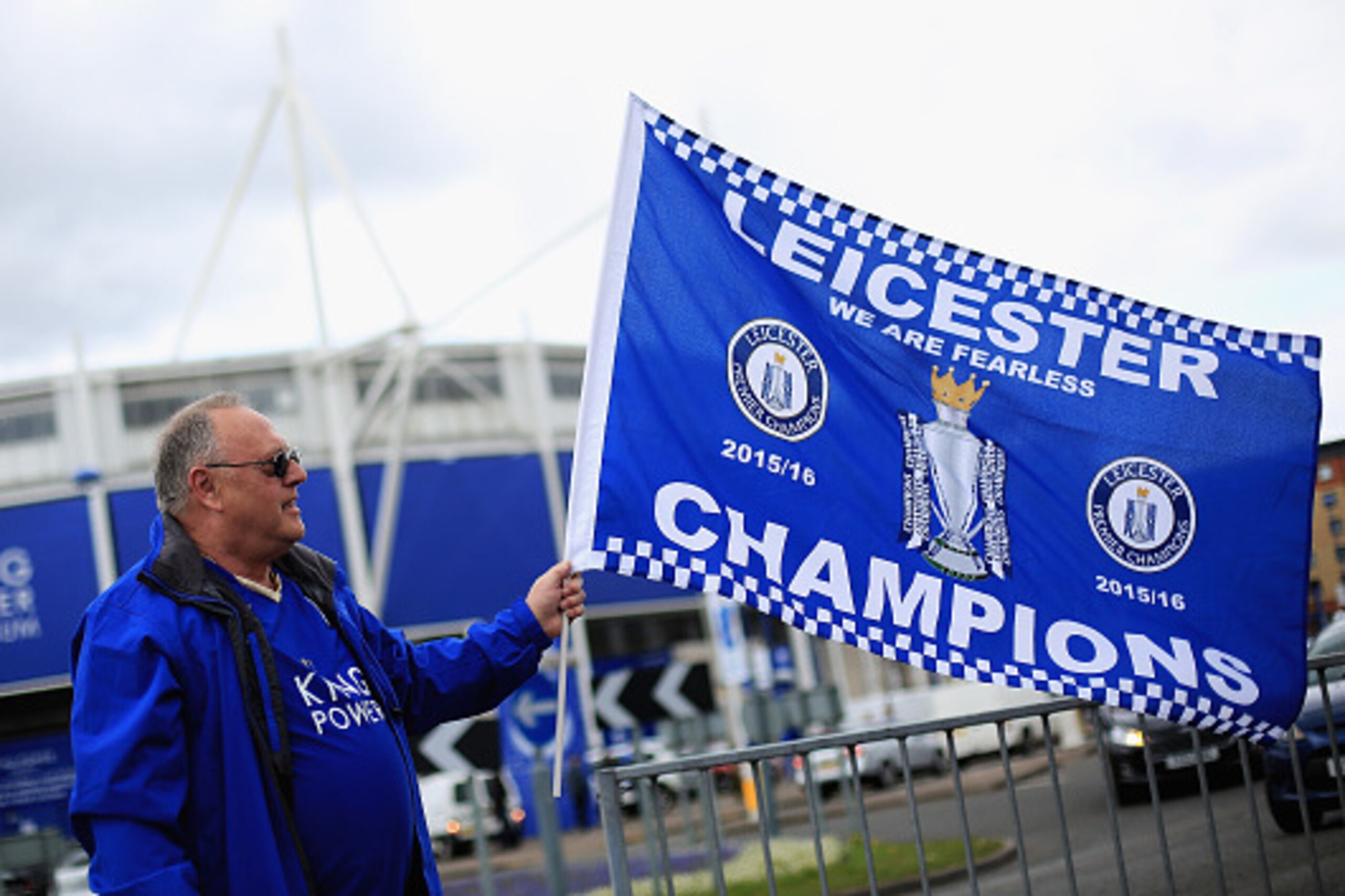 LEICESTER, ENGLAND - MAY 03:  Leicester reacts to Leicester City's Premier League Title Success on May 03, 2016 in Leicester, England.  (Photo by Matthew Lewis/Getty Images)