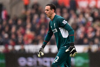 SWANSEA, WALES - MAY 01: Liverpool goalkeeper Danny Ward looks on during the Barclays Premier League match between Swansea City and Liverpool at The Liberty Stadium on May 1, 2016 in Swansea, Wales.  (Photo by Stu Forster/Getty Images)
