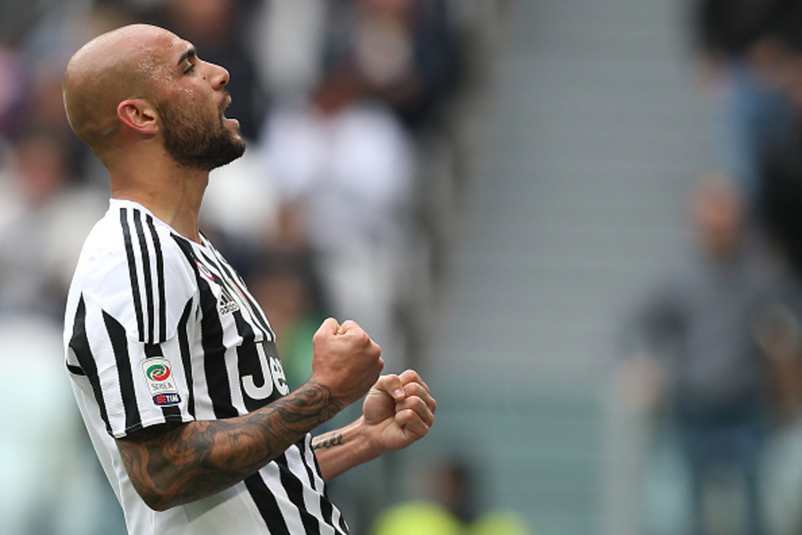 Juventus' forward Simone Zaza celebrates after scoring during the Italian Serie A football match Juventus Vs Carpi on May 1, 2016 at the 'Juventus Stadium' in Turin. / AFP / MARCO BERTORELLO (Photo credit should read MARCO BERTORELLO/AFP/Getty Ima Juventus' forward Simone Zaza celebrates after scoring during the Italian Serie A football match Juventus Vs Carpi on May 1, 2016 at the 'Juventus Stadium' in Turin. / AFP / MARCO BERTORELLO (Photo credit should read MARCO BERTORELLO/AFP/Getty Ima