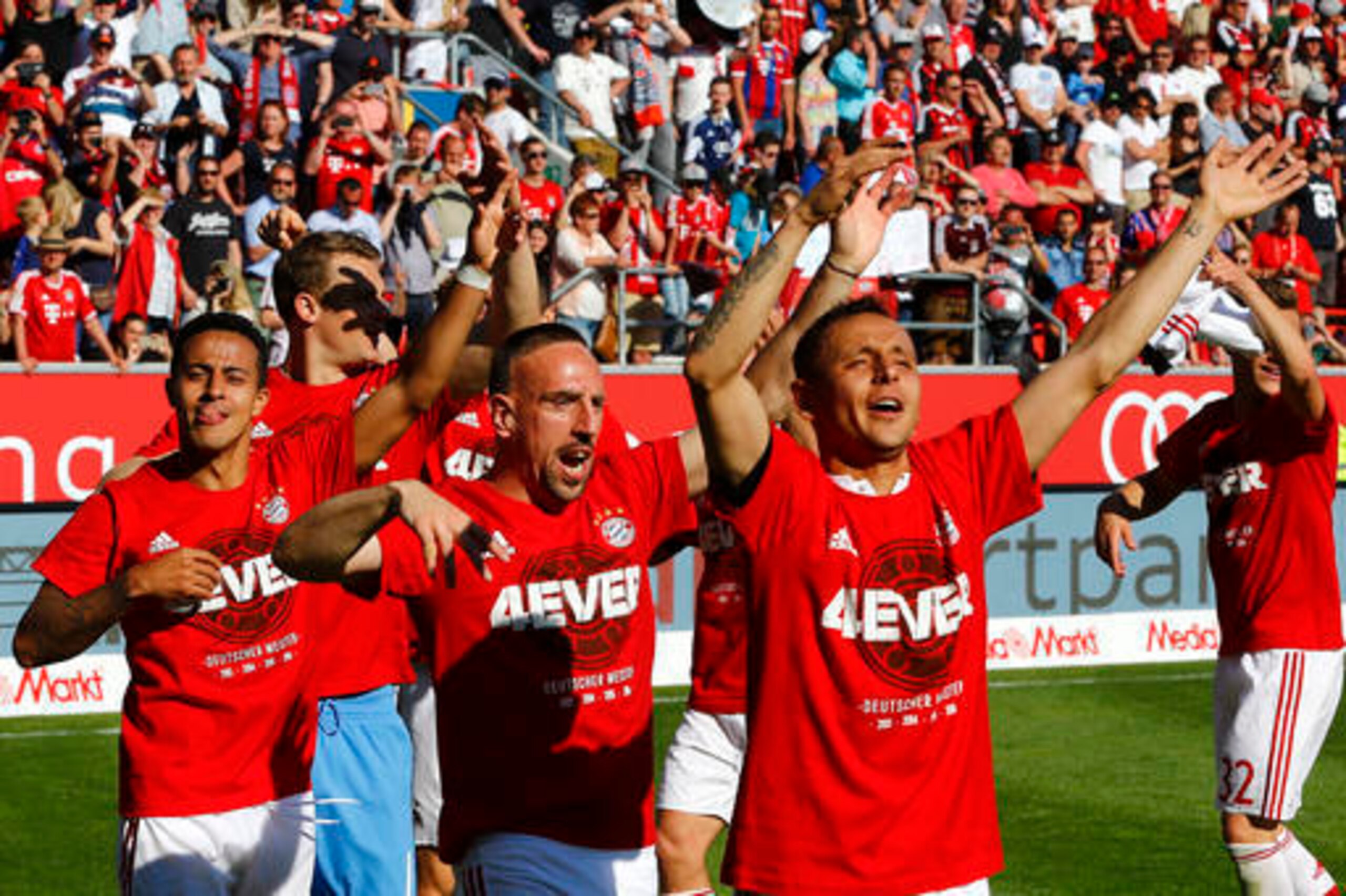 Bayern Munich became the first team ever to win four successive Bundesliga trophies.