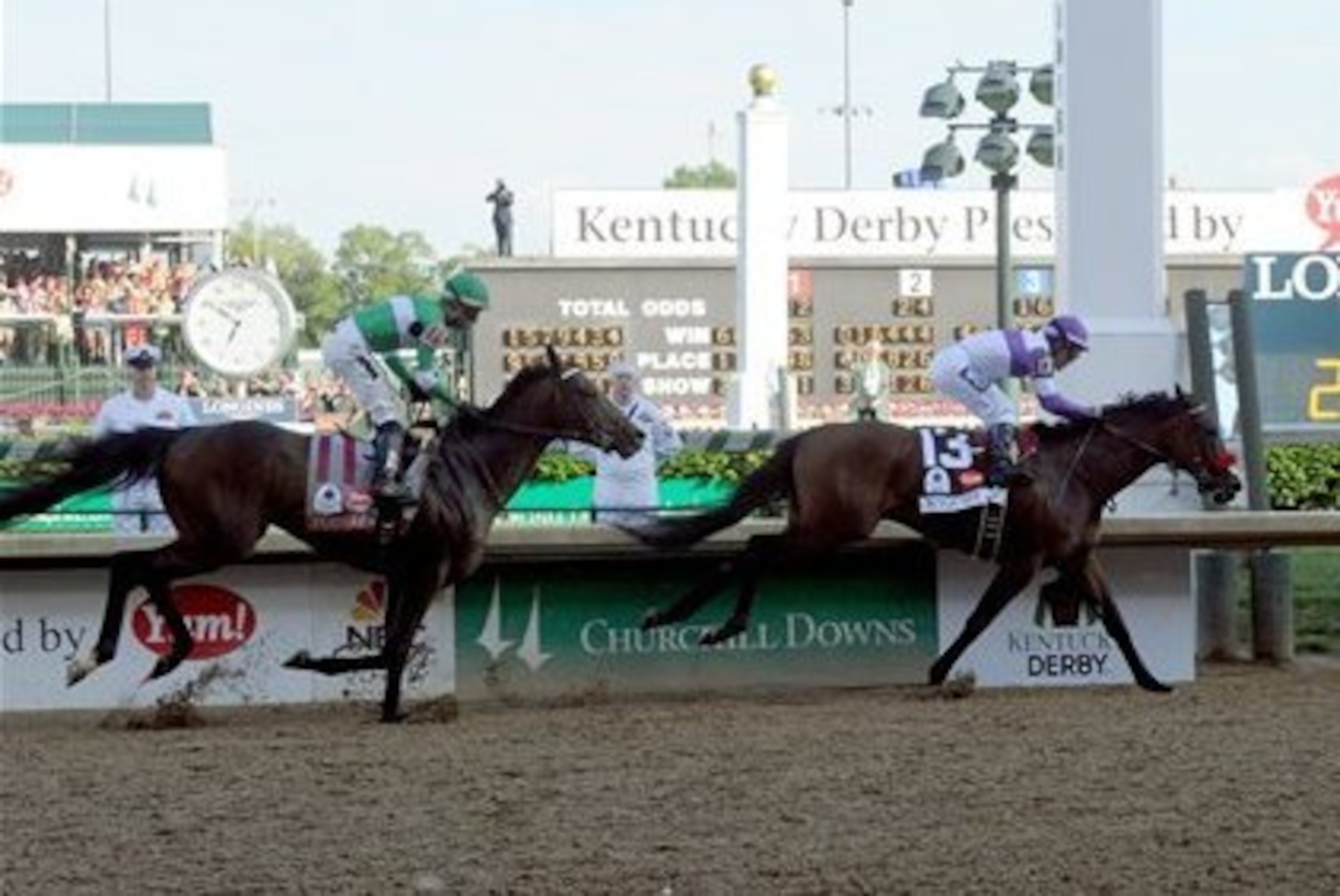 Exaggerator came on strong at the end to finish second in the Derby.