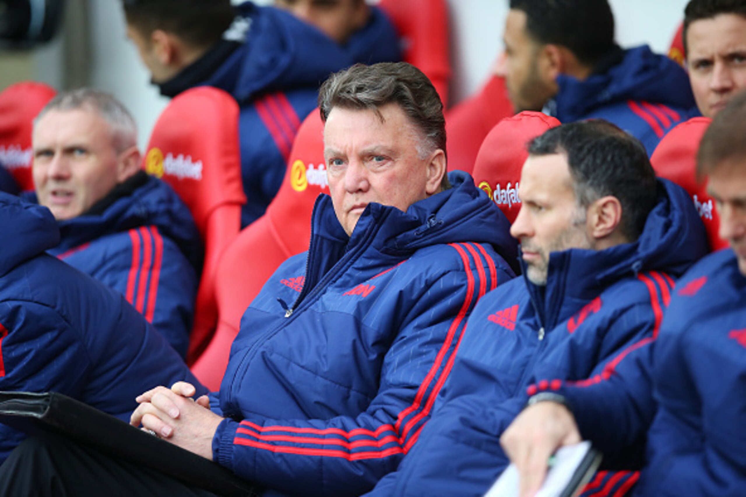 SUNDERLAND, ENGLAND - FEBRUARY 13:  Manchester United manager Louis van Gaal looks on during the Barclays Premier m/ match between Sunderland and Manchester United at The Stadium of Light on February 13, 2016 in Sunderland, England. (Photo by Ian MacNicol