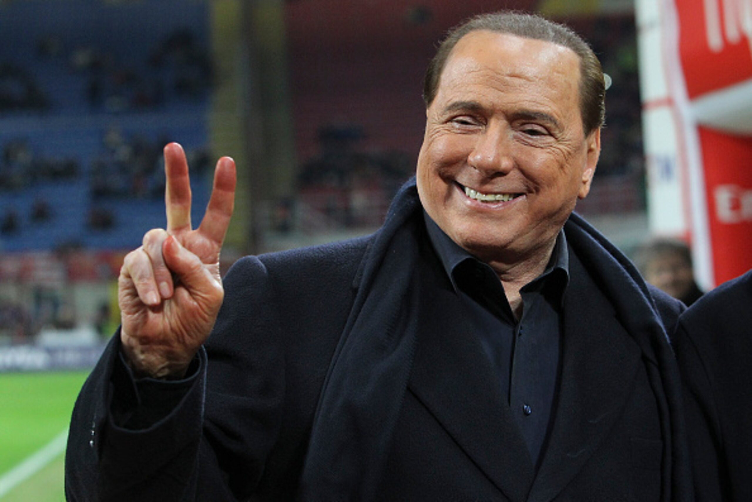 MILAN, ITALY - MARCH 20:  AC Milan president Silvio Berlusconi gestures before the Serie A match between AC Milan and SS Lazio at Stadio Giuseppe Meazza on March 20, 2016 in Milan, Italy.  (Photo by Marco Luzzani/Getty Images)