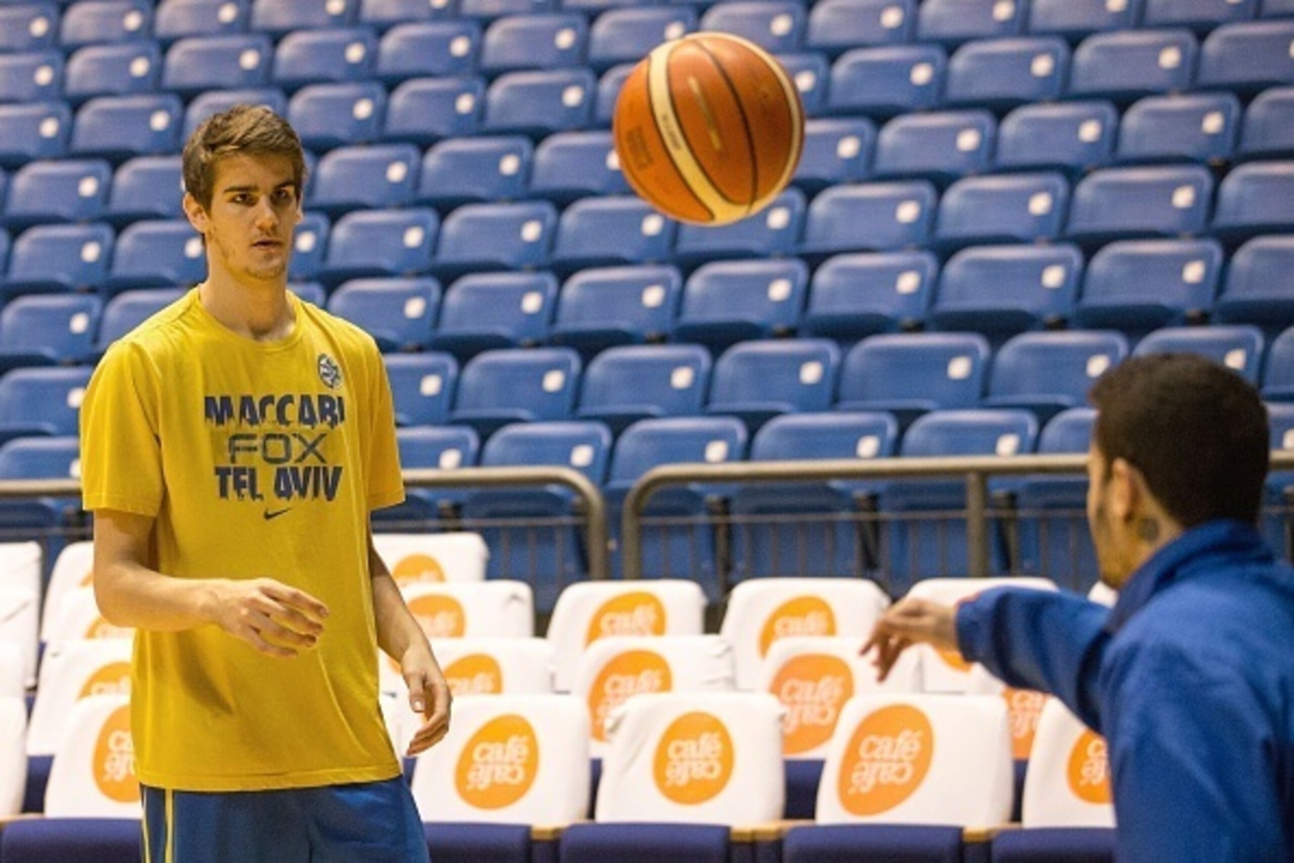 Dragan Bender, a professional Croatian basketball player currently playing for Maccabi Tel Aviv in the Israeli Basketball Super League attends a training session at the Menora Mivtachim Arena in Tel Aviv on March 16, 2016.
Bender's name is not yet well kn Dragan Bender, a professional Croatian basketball player currently playing for Maccabi Tel Aviv in the Israeli Basketball Super League attends a training session at the Menora Mivtachim Arena in Tel Aviv on March 16, 2016.
Bender's name is not yet well kn