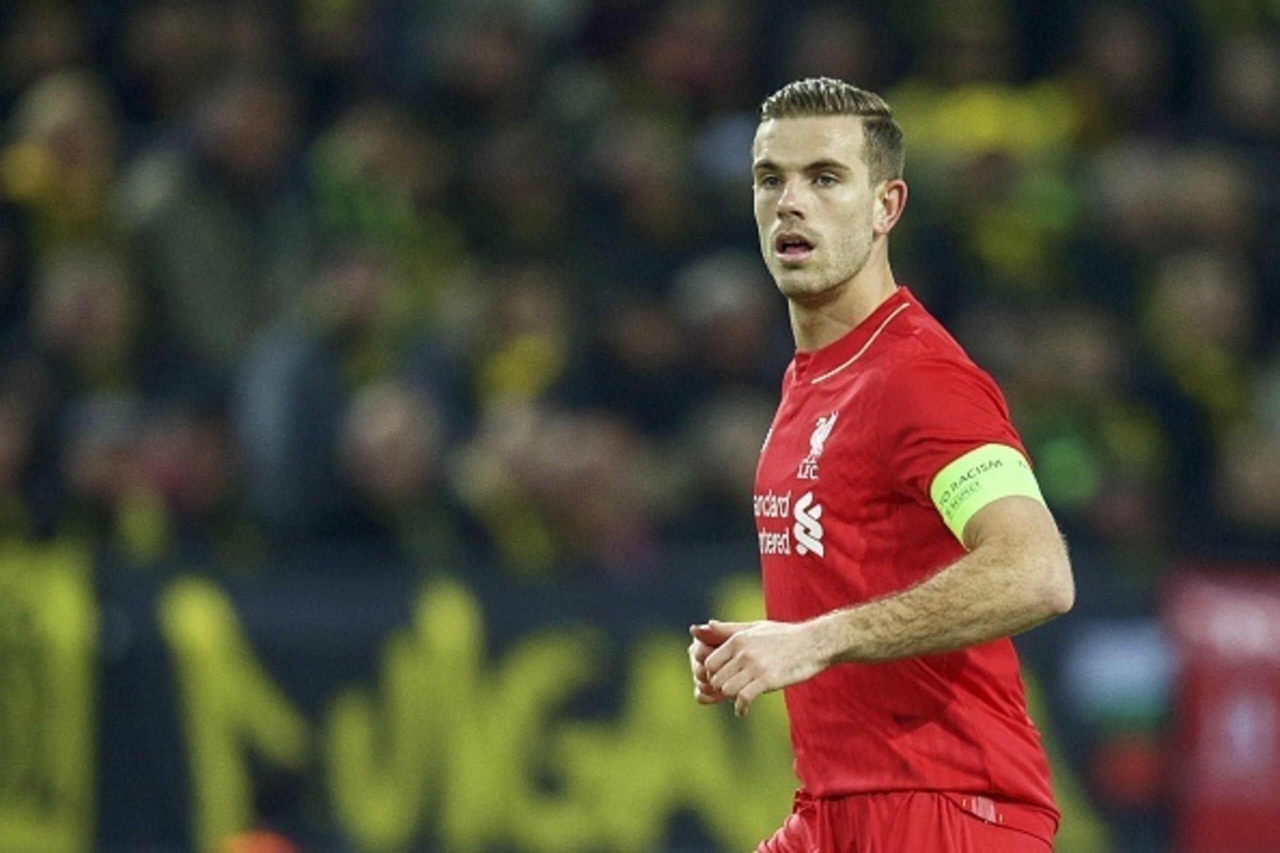 Jordan Henderson of Liverpool FC during the UEFA Europa League quarter-final match between Borussia Dortmund and Liverpool on April 7, 2016 at the Signal Iduna Park stadium at Dortmund, Germany.(Photo by VI Images via Getty Images)
