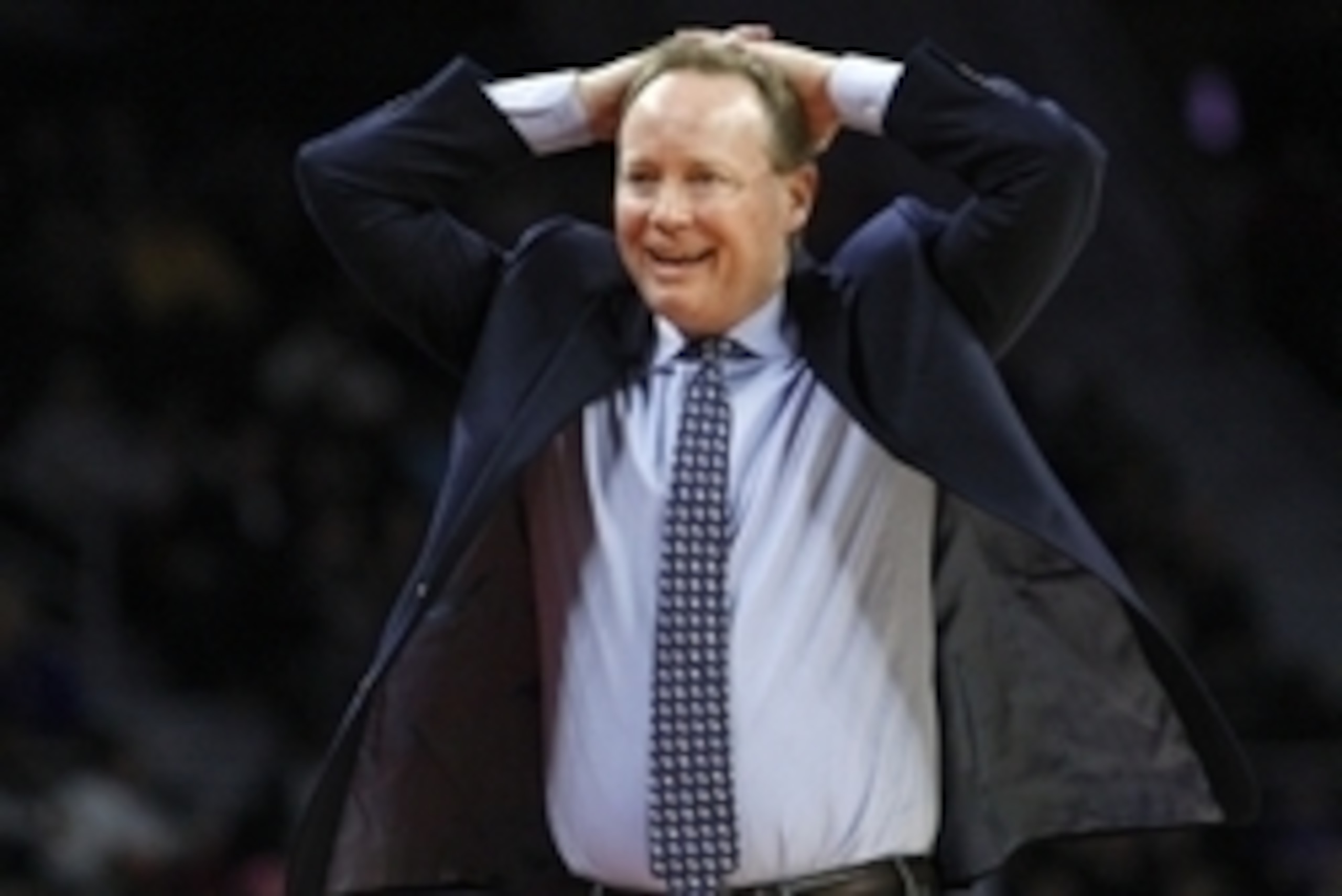 Mar 26, 2016; Auburn Hills, MI, USA; Atlanta Hawks head coach Mike Budenholzer puts his hands on his head during the third quarter against the Detroit Pistons at The Palace of Auburn Hills. Hawks win 112-95. Mandatory Credit: Raj Mehta-USA TODAY Sports Mar 26, 2016; Auburn Hills, MI, USA; Atlanta Hawks head coach Mike Budenholzer puts his hands on his head during the third quarter against the Detroit Pistons at The Palace of Auburn Hills. Hawks win 112-95. Mandatory Credit: Raj Mehta-USA TODAY Sports
