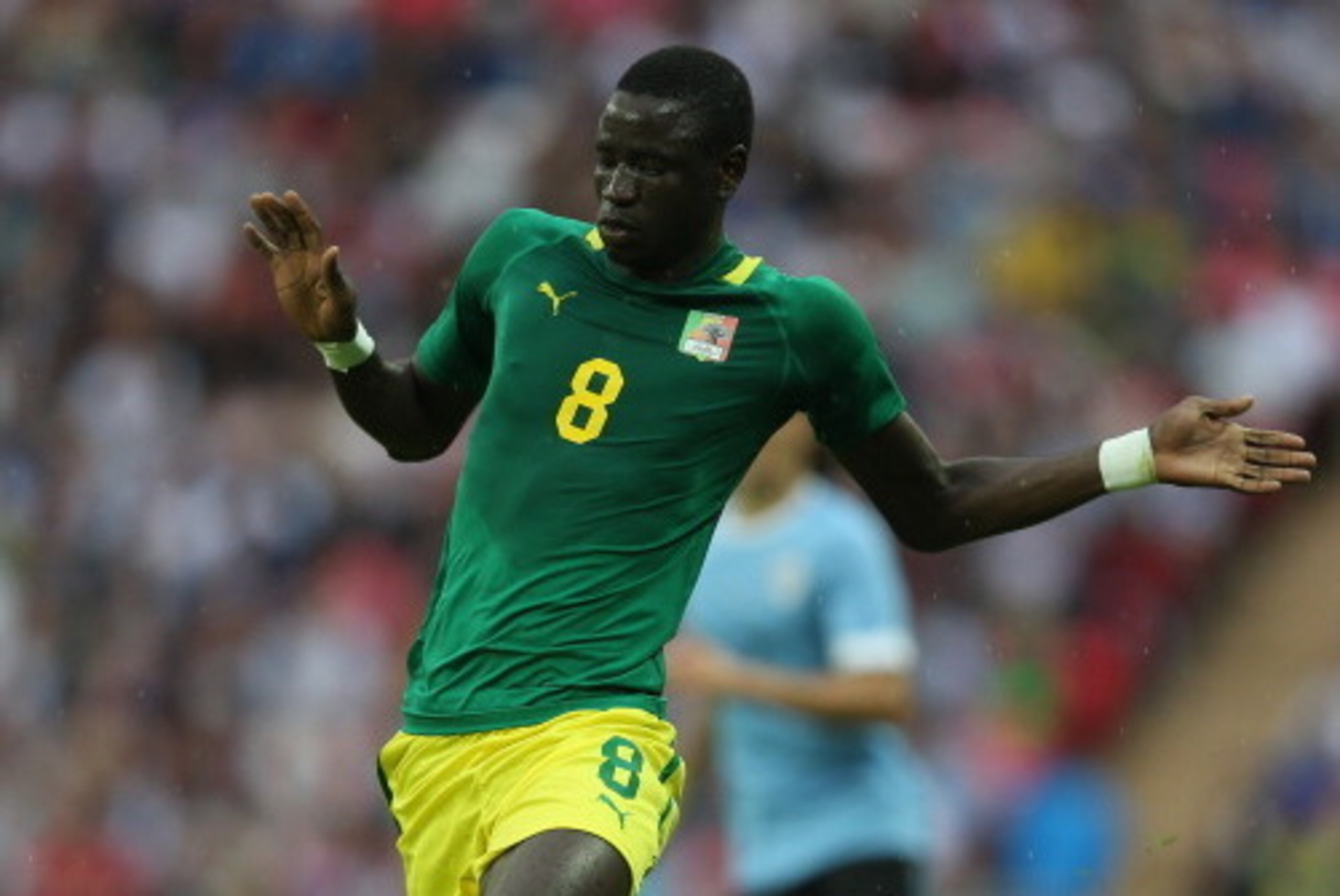 LONDON, ENGLAND - JULY 29:  Cheikhou Kouyate of Senegal in action during the Men's Football first round Group A Match between Senegal and Uruguay on Day 2 of the London 2012 Olympic Games at Wembley Stadium on July 29, 2012 in London, England.  (Photo by 