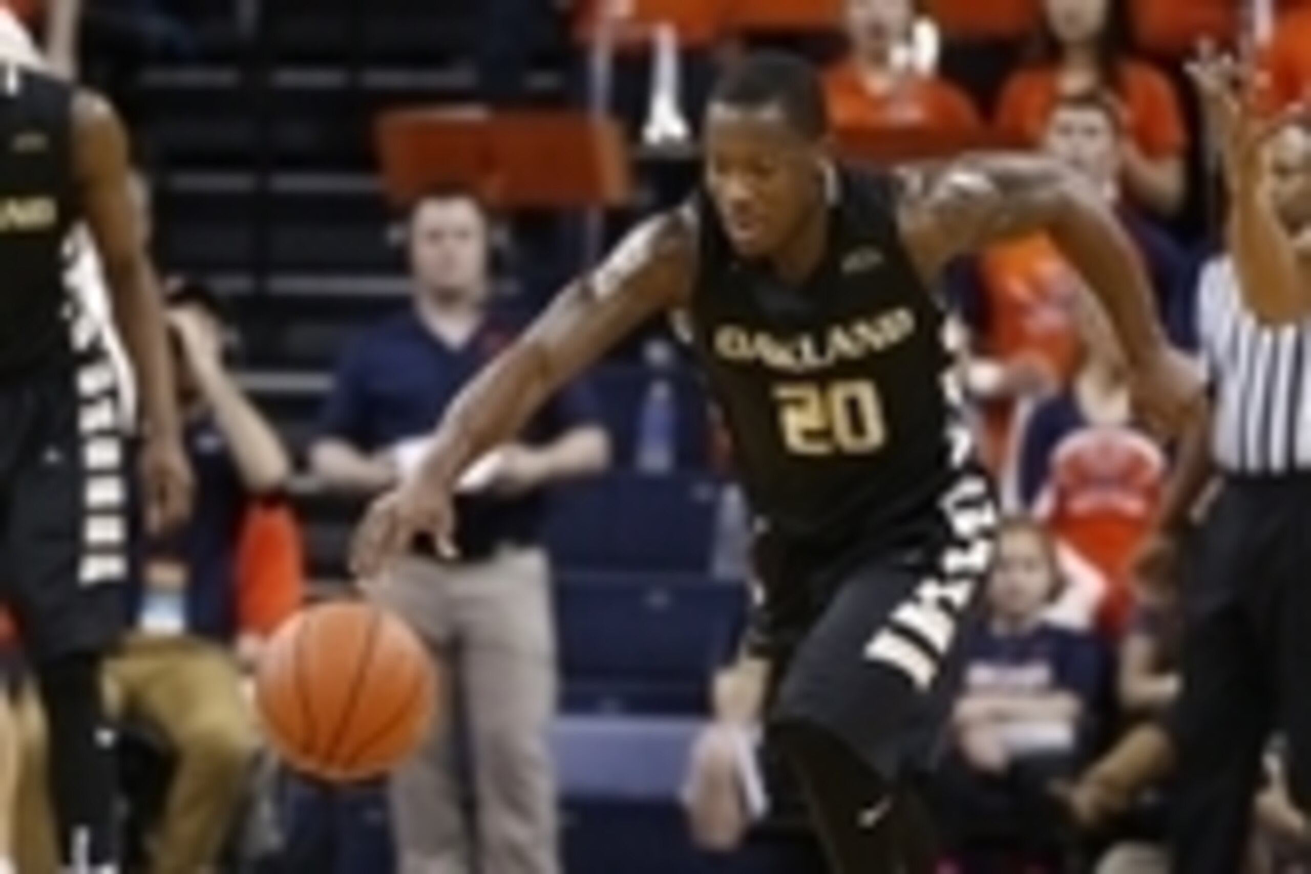 Dec 30, 2015; Charlottesville, VA, USA; Oakland Golden Grizzlies guard Kay Felder (20) steals the ball away from Virginia Cavaliers guard Devon Hall (0) during the first half at John Paul Jones Arena. Mandatory Credit: Amber Searls-USA TODAY Sports