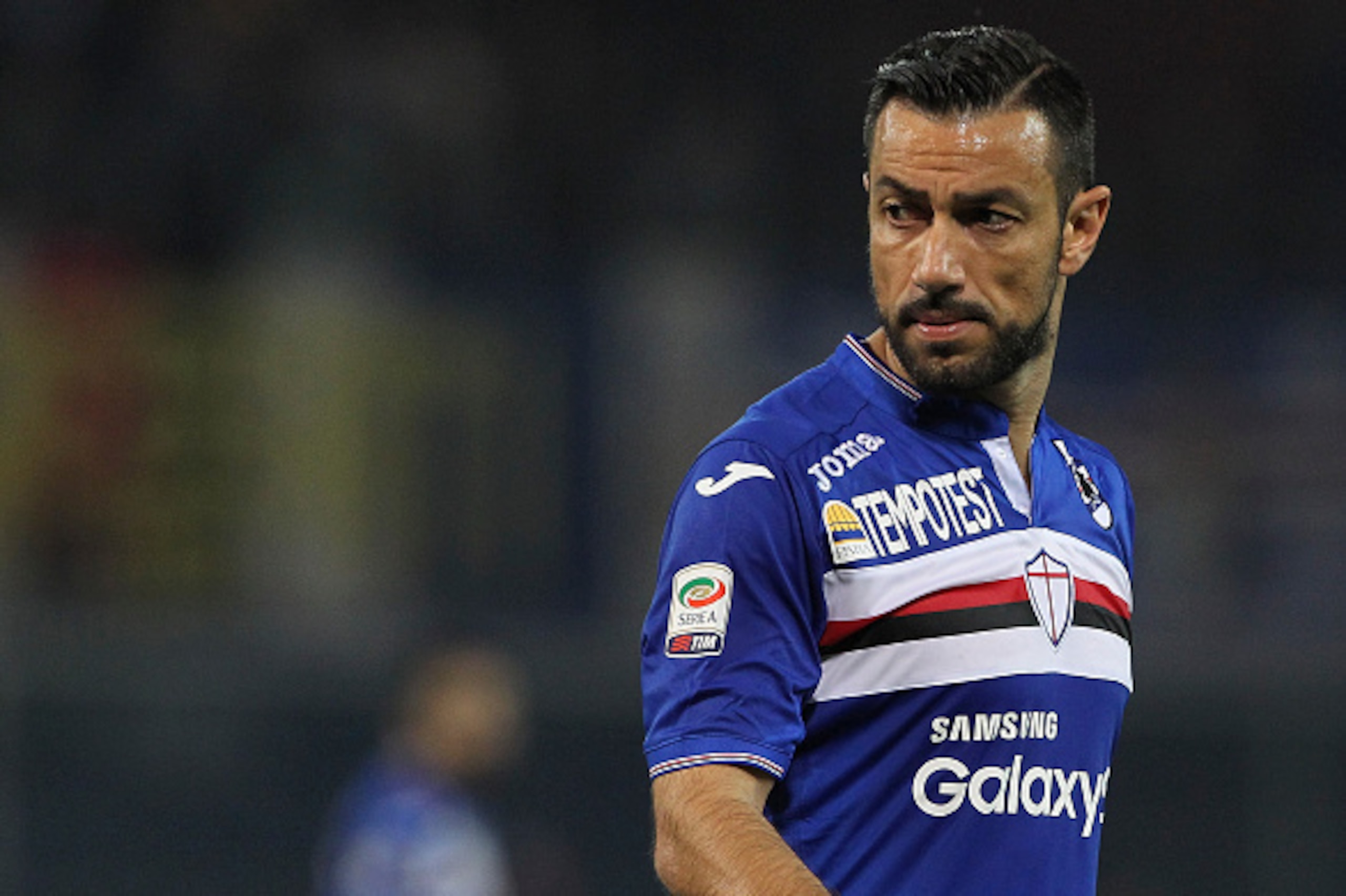 GENOA, ITALY - APRIL 17:  Fabio Quagliarella of UC Sampdoria looks on during the Serie A match between UC Sampdoria and AC Milan at Stadio Luigi Ferraris on April 17, 2016 in Genoa, Italy.  (Photo by Marco Luzzani/Getty Images)