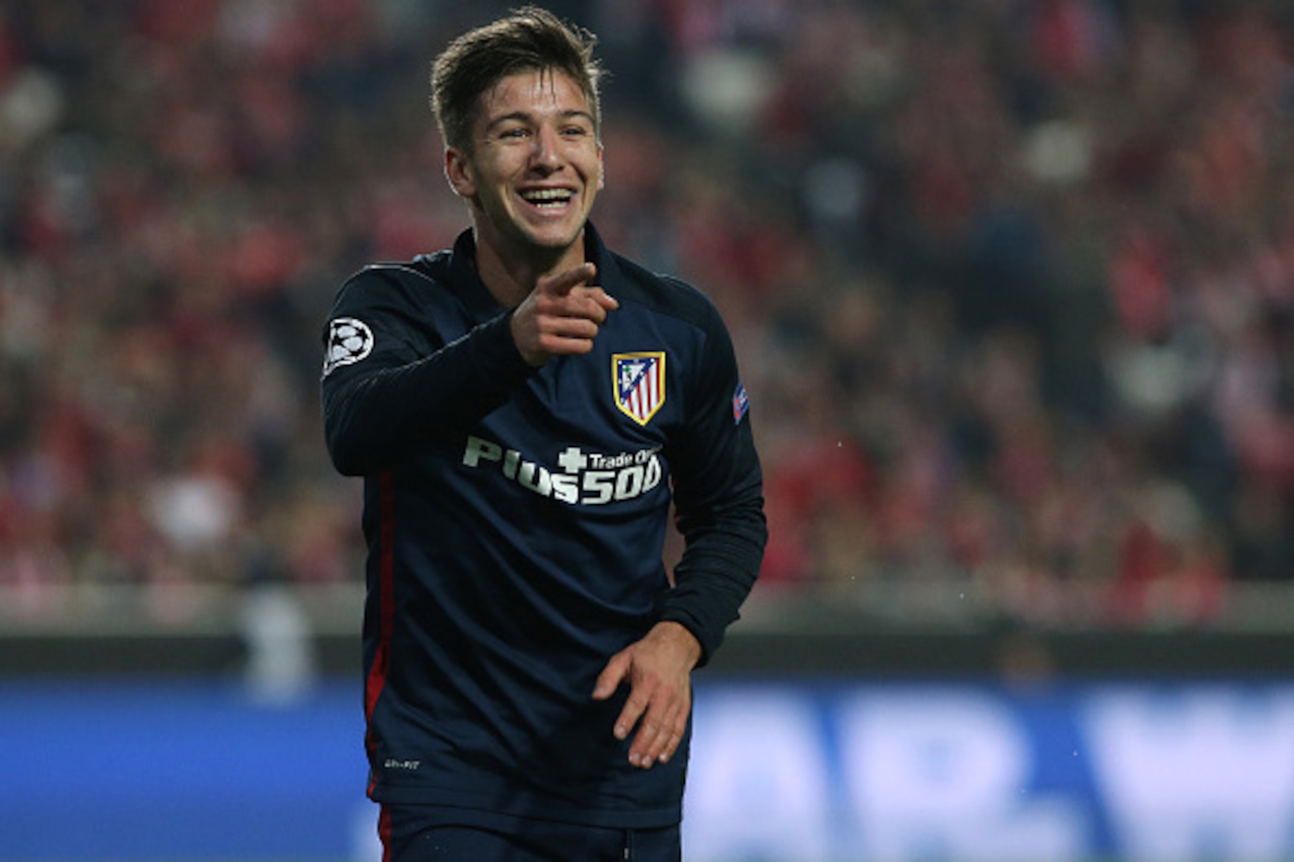 LISBON, PORTUGAL - DECEMBER 8:  Club Atletico de Madrid's forward Luciano Vietto celebrates after scoring a goal during the UEFA Champions League match between SL Benfica and Club Atletico de Madrid at Estadio da Luz, on December 8, 2015 in Lisbon, Portug