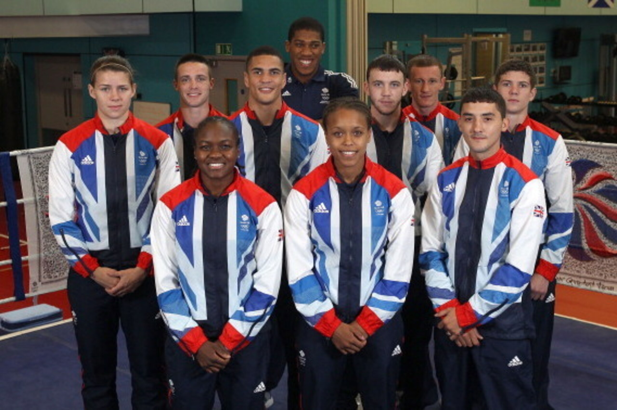SHEFFIELD, ENGLAND - JUNE 11:  Savannah Marshall, Nicola Adams, Josh Taylor, Anthony Ogogo, Anthony Joshua, Natasha Jonas, Fred Evans, Tom Stalker and Andrew Selby of Great Britain pose during the announcement of the Team GB Boxing athletes for the London