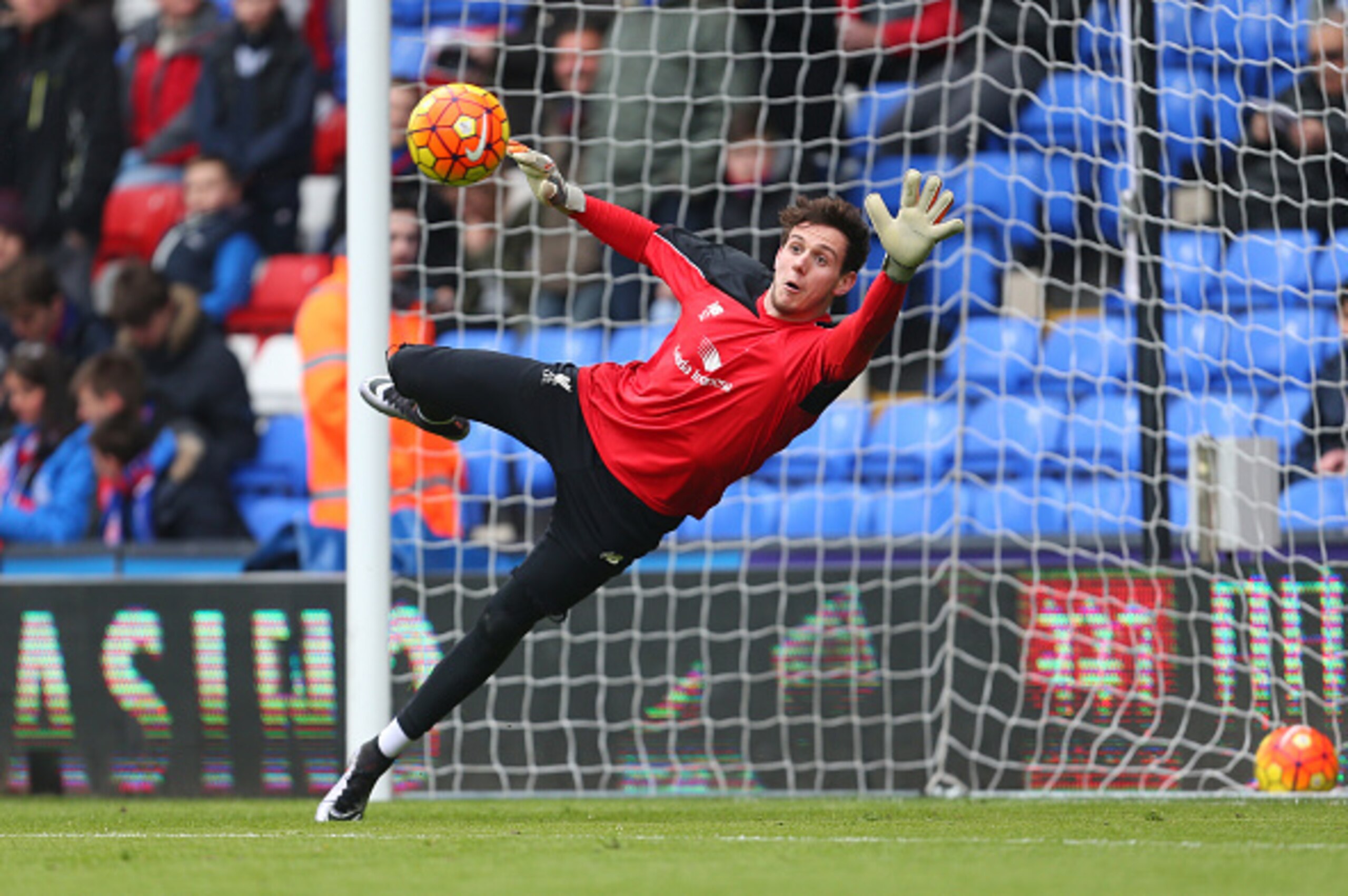 LONDON, ENGLAND - MARCH 06:  Danny Ward of Liverpool warms up before the Barclays Premier League match between Crystal Palace and Liverpool at Selhurst Park on March 6, 2016 in London, England.  (Photo by Catherine Ivill - AMA/Getty Images)