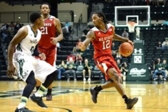 Dec 13, 2015; Tampa, FL, USA; North Carolina State Wolfpack guard Anthony 'Cat' Barber (12)  in the second half against the South Florida Bulls at USF Sun Dome. Mandatory Credit: Jonathan Dyer-USA TODAY Sports