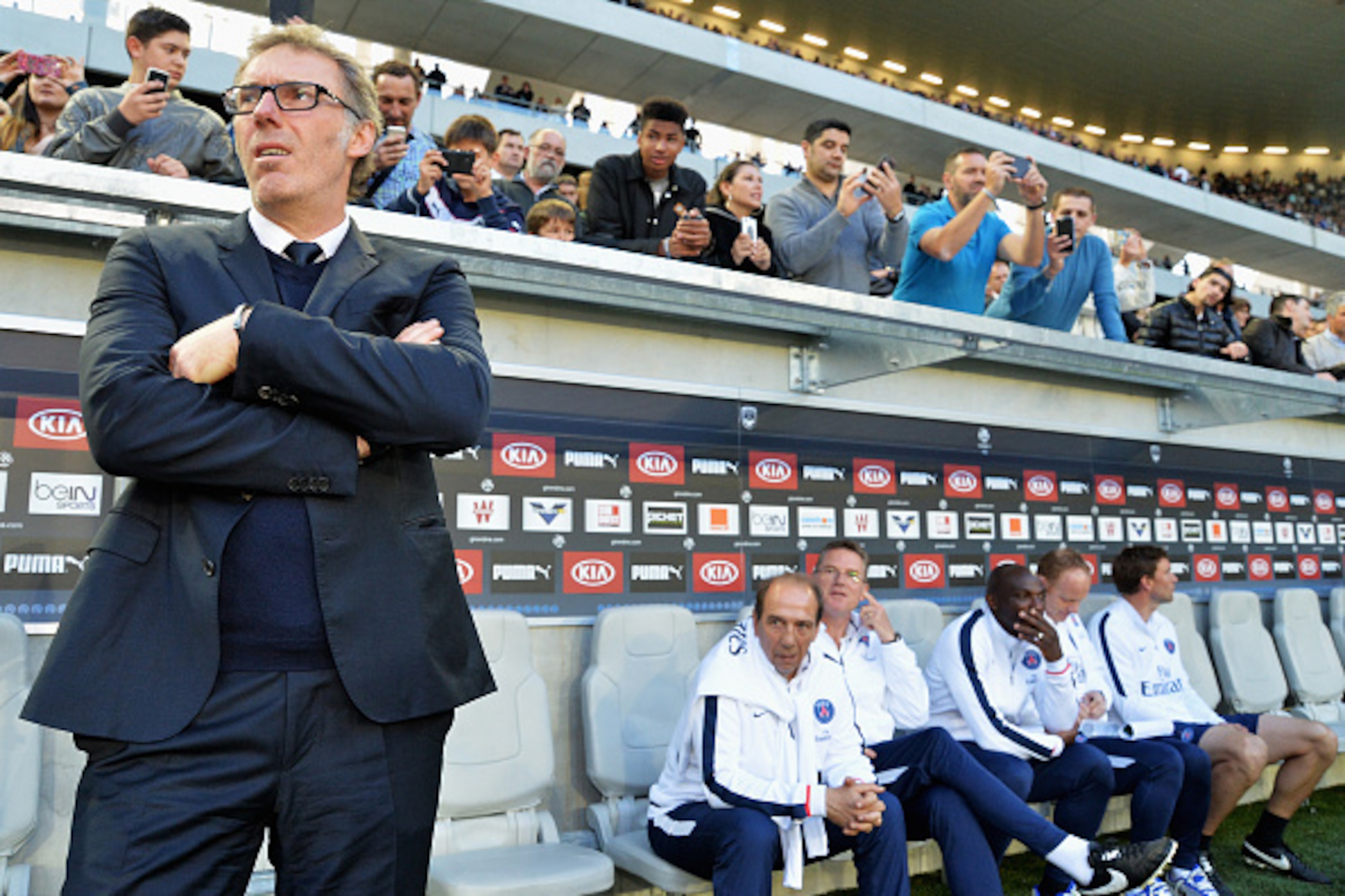 BORDEAUX, FRANCE - MAY 11:  Paris coach Laurent Blanc during the French League 1 match between FC Girondins de Bordeaux and Paris Saint-Germain at Stade Chaban Delmas on May 11, 2016 in Bordeaux, France.  (Photo by Pascal Rondeau/Getty Images)
