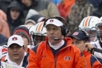 Dec 30, 2015; Birmingham, AL, USA; Auburn Tigers head coach Gus Malzahn during the game against the Memphis Tigers in the 2015 Birmingham Bowl at Legion Field. Mandatory Credit: Marvin Gentry-USA TODAY Sports