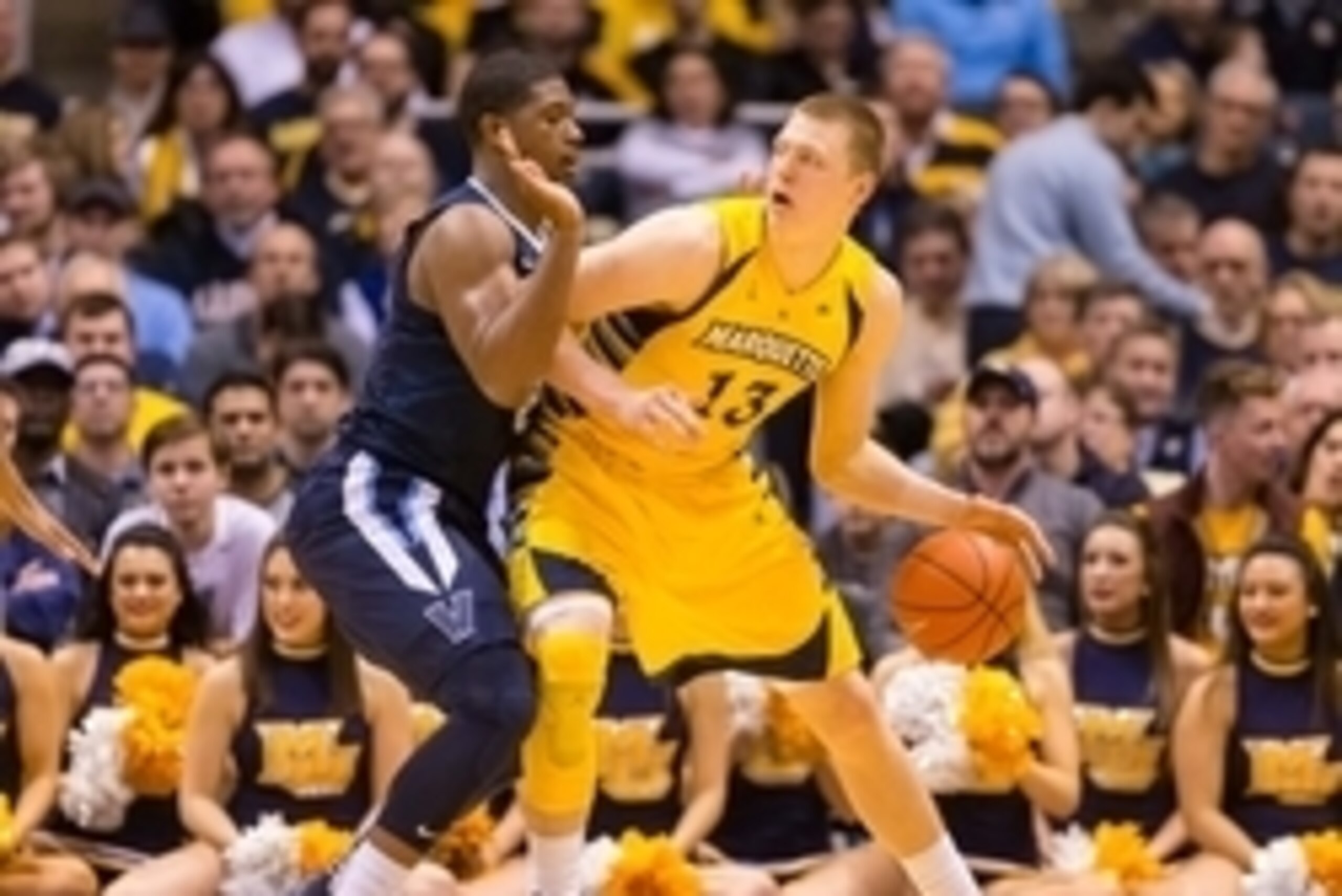 Feb 27, 2016; Milwaukee, WI, USA; Marquette Golden Eagles forward Henry Ellenson (13) during the game against the Villanova Wildcats at BMO Harris Bradley Center.  Villanova won 89-79.  Mandatory Credit: Jeff Hanisch-USA TODAY Sports