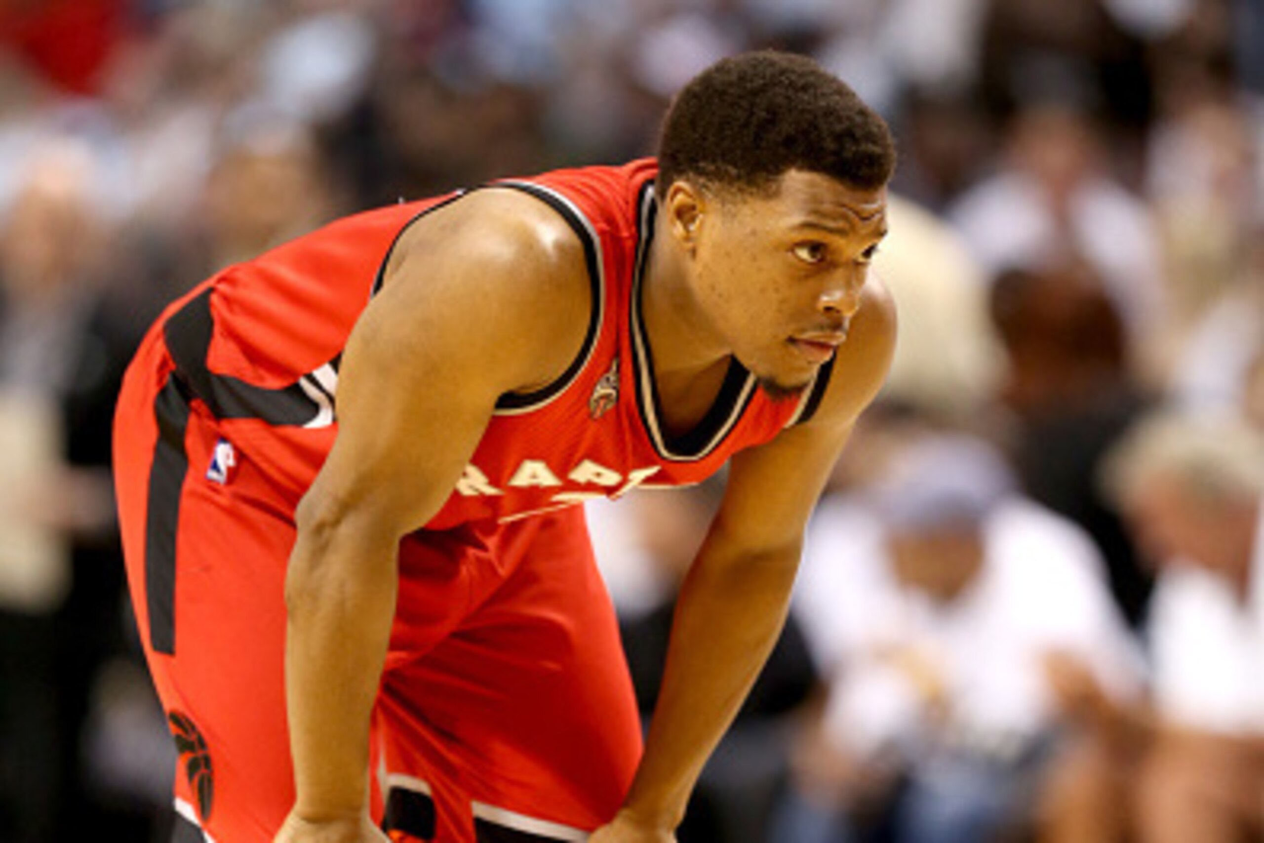 MIAMI, FL - MAY 13:  Kyle Lowry #7 of the Toronto Raptors watches on against the Miami Heat during Game 6 of the Eastern Conference Semifinals of the 2016 NBA Playoffs at American Airlines Arena on May 13, 2016 in Miami, Florida. NOTE TO USER: User expres