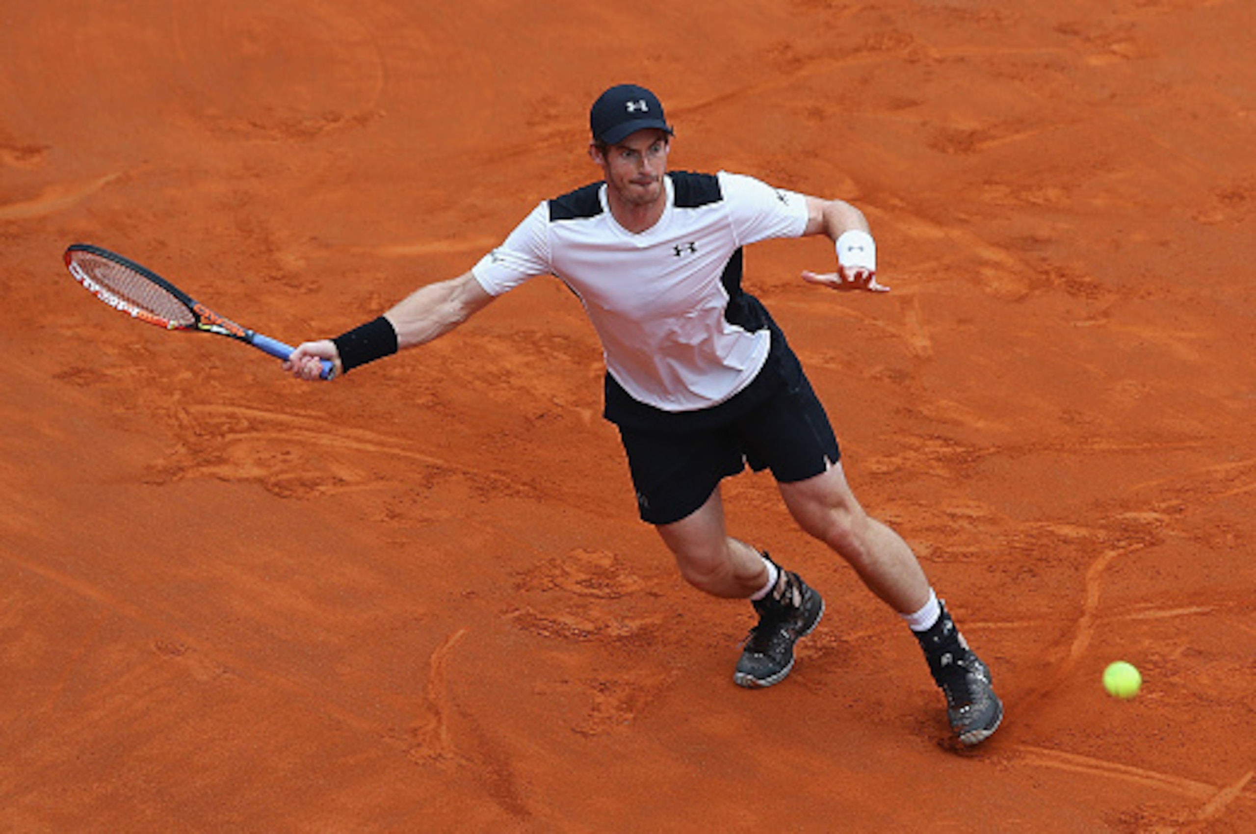 ROME, ITALY - MAY 14:  Andy Murray of Great Britain in action against Lucas Pouille of France during day seven of The Internazionali BNL d'Italia 2016 on May 14, 2016 in Rome, Italy.  (Photo by Matthew Lewis/Getty Images)