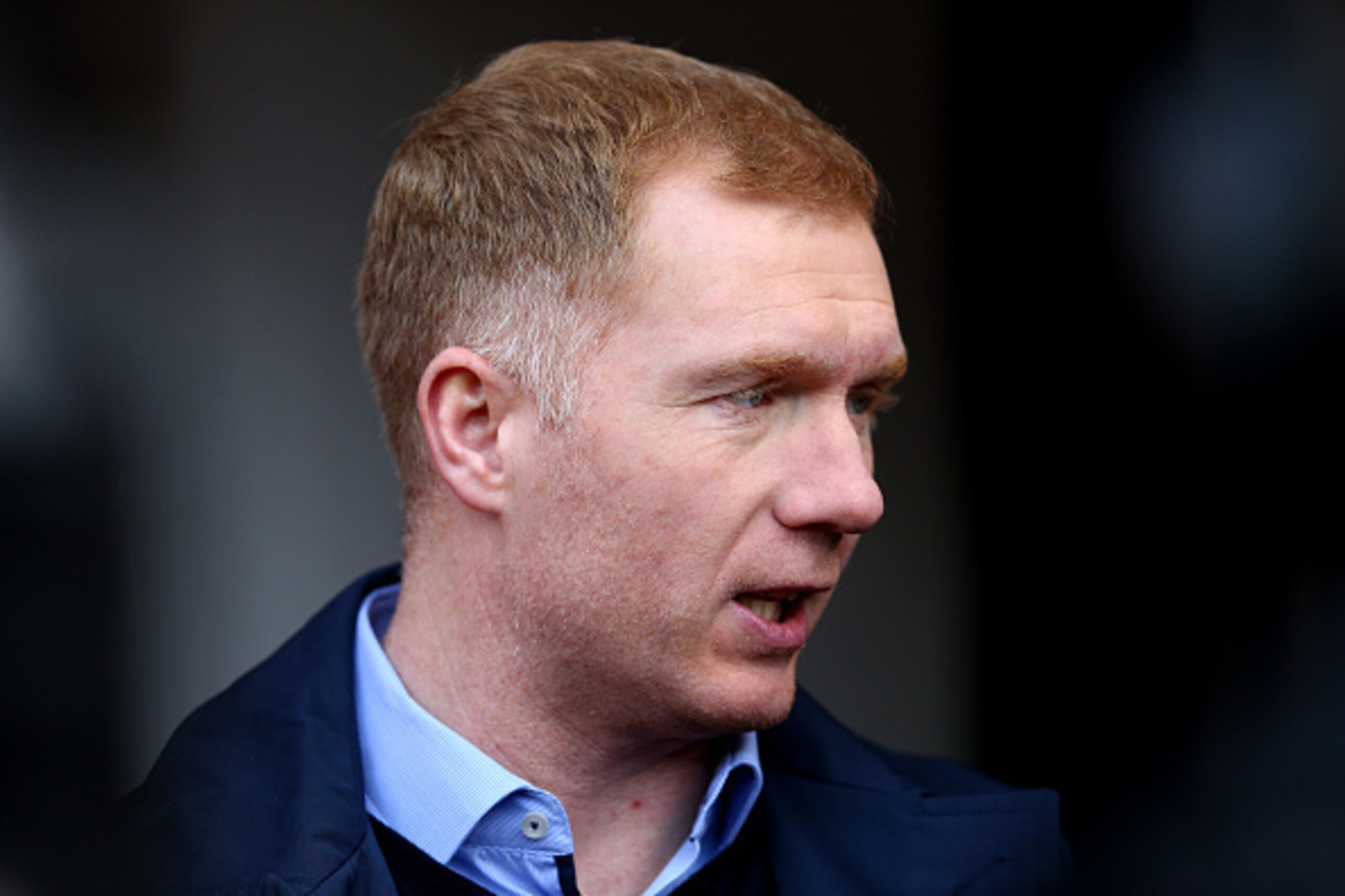 MANCHESTER, ENGLAND - MARCH 13:  Ex Manchester United player Paul Scholes working for BT Sport prior to The Emirates FA Cup Sixth Round match between Manchester United and West Ham United at Old Trafford on March 13, 2016 in Manchester, England.  (Photo b