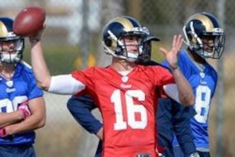 May 6, 2016; Oxnard, CA, USA; Los Angeles Rams quarterback Jared Goff (16) during rookie minicamp at River Ridge Fields.  Mandatory Credit: Jayne Kamin-Oncea-USA TODAY Sports
