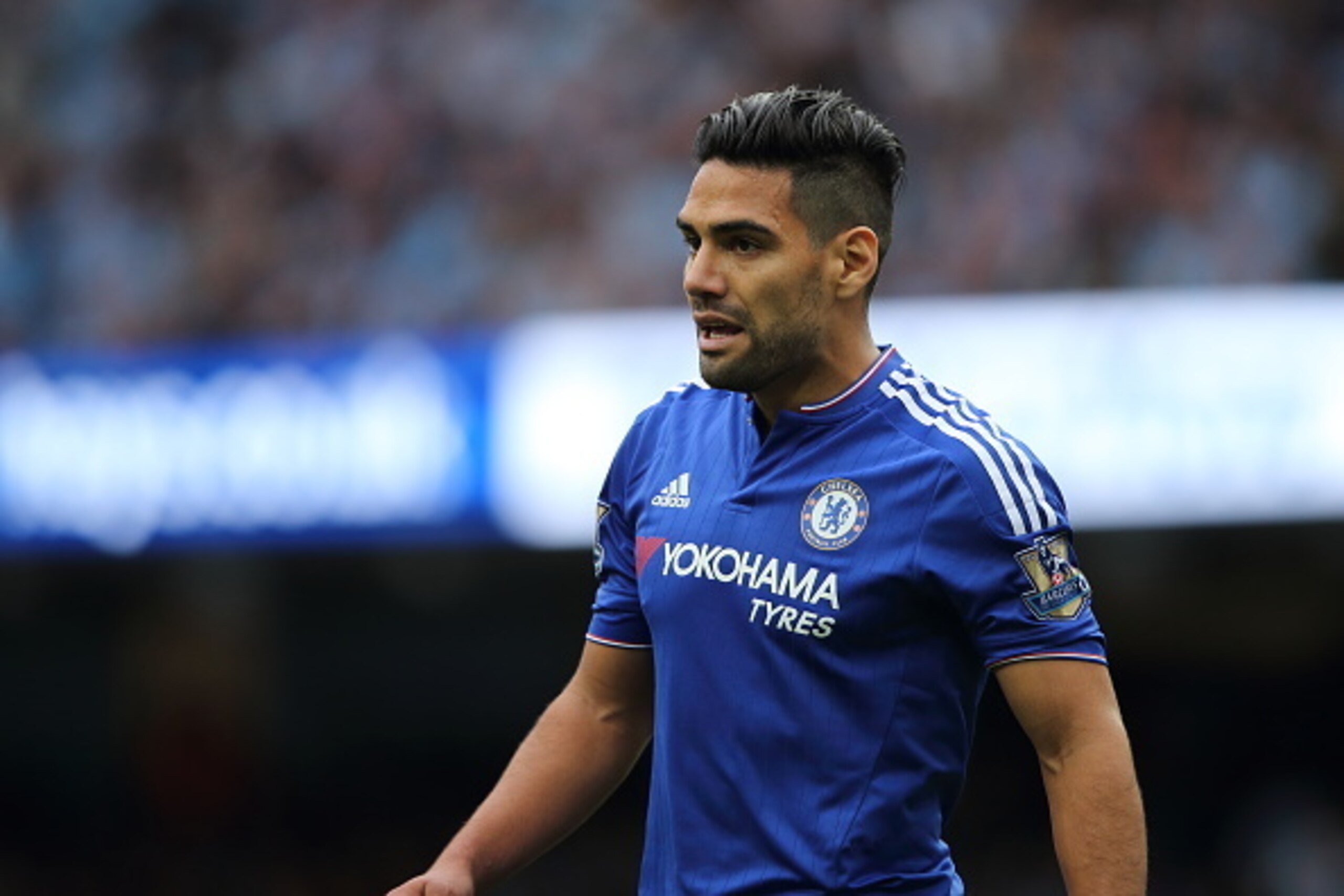 MANCHESTER, ENGLAND - AUGUST 16:  Radamel Falcao of Chelsea during the Barclays Premier League match between Manchester City and Chelsea at the Etihad Stadium on August 16, 2015 in Manchester, England.  (Photo by Matthew Ashton - AMA/Getty Images)