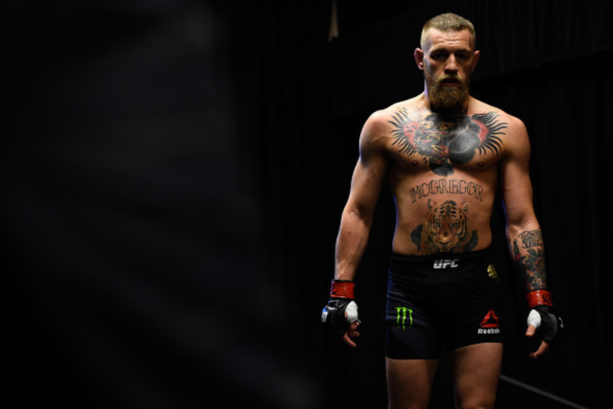 LAS VEGAS, NV - MARCH 05: Conor McGregor of Ireland warms up backstage during the UFC 196 event inside MGM Grand Garden Arena on March 5, 2016 in Las Vegas, Nevada. (Photo by Jeff Bottari/Zuffa LLC/Zuffa LLC via Getty Images) LAS VEGAS, NV - MARCH 05: Conor McGregor of Ireland warms up backstage during the UFC 196 event inside MGM Grand Garden Arena on March 5, 2016 in Las Vegas, Nevada. (Photo by Jeff Bottari/Zuffa LLC/Zuffa LLC via Getty Images)