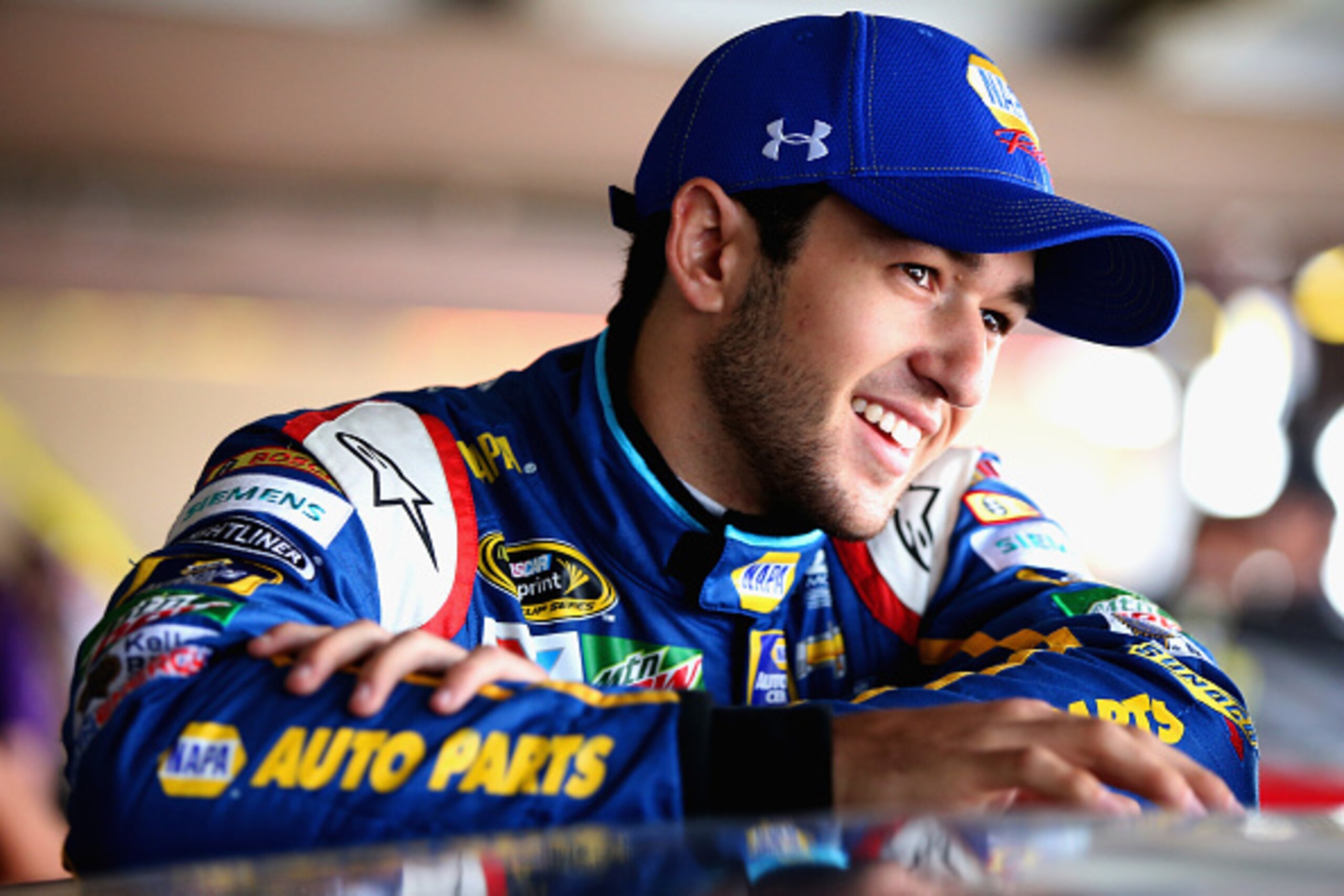 DOVER, DE - MAY 14:  Chase Elliott , driver of the #24 NAPA Auto Parts Chevrolet, looks on during practice for the NASCAR Sprint Cup AAA 400 Drive For Autism at Dover International Speedway on May 14, 2016 in Dover, Delaware.  (Photo by Sean Gardner/Getty