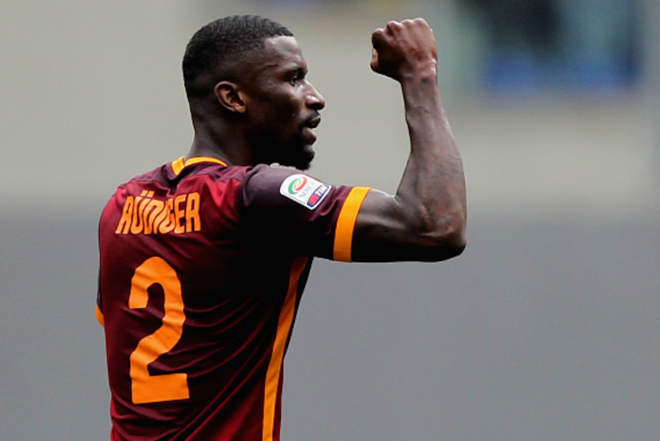 ROME, ITALY - MAY 08: Antonio Rudiger of AS Roma celebrates after scoring the team's second goal during the Serie A match between AS Roma and AC Chievo Verona at Stadio Olimpico on May 8, 2016 in Rome, Italy. (Photo by Paolo Bruno/Getty Images) ROME, ITALY - MAY 08: Antonio Rudiger of AS Roma celebrates after scoring the team's second goal during the Serie A match between AS Roma and AC Chievo Verona at Stadio Olimpico on May 8, 2016 in Rome, Italy. (Photo by Paolo Bruno/Getty Images)