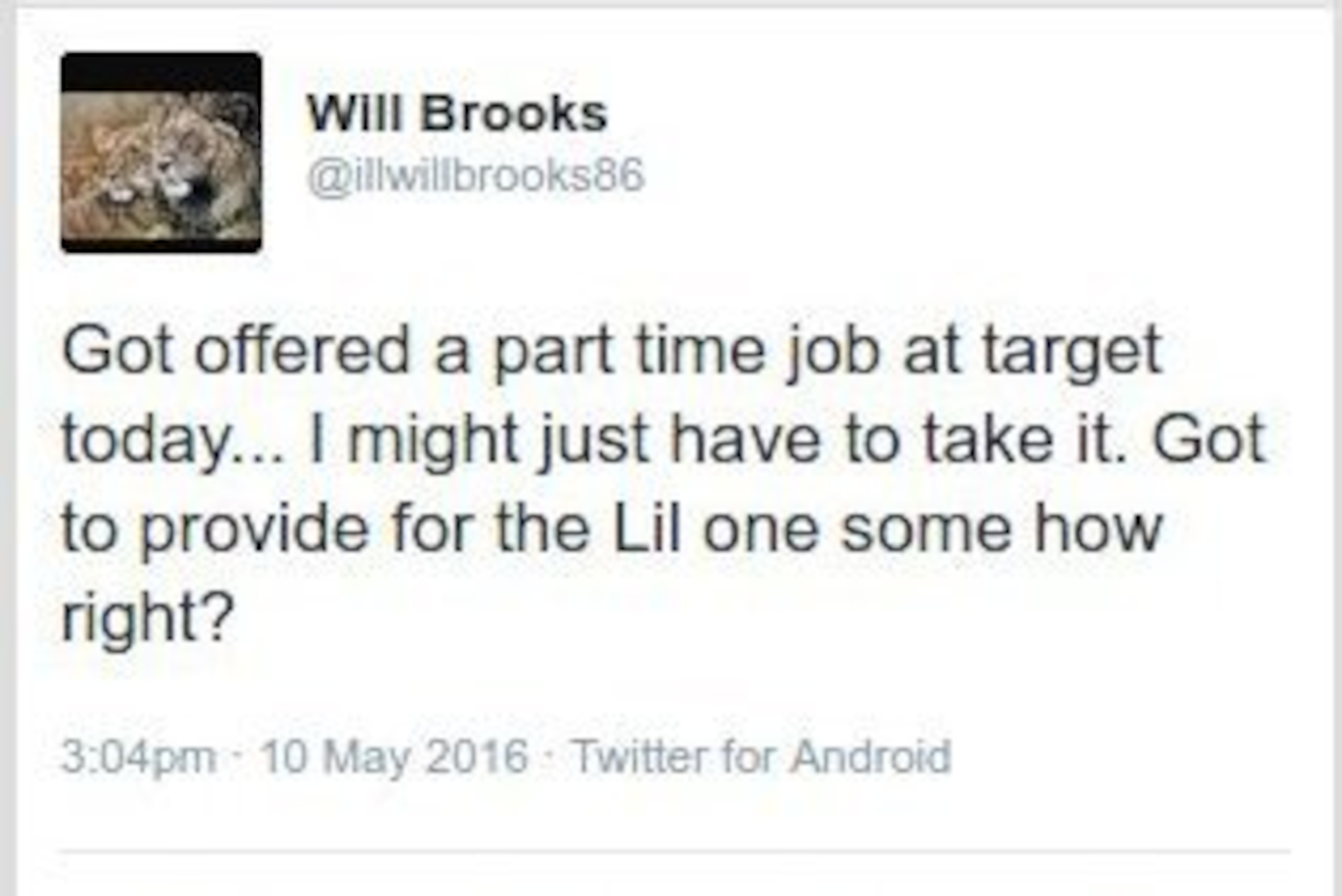 This tweet was captured as an image before Brooks deleted it. This tweet was captured as an image before Brooks deleted it.