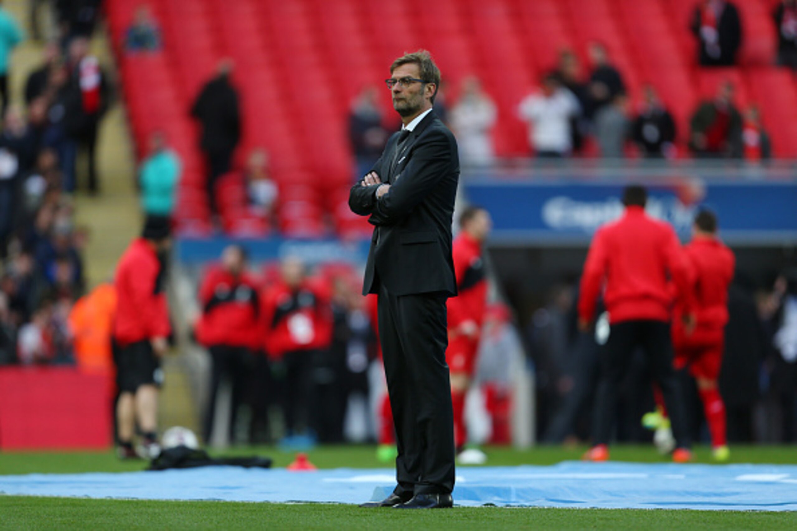 LONDON, ENGLAND - FEBRUARY 28 :  Jurgen Klopp manager of Liverpool before the Capital One Cup Final match between Liverpool and Manchester City at Wembley Stadium on February 28, 2016 in London, England.  (Photo by Catherine Ivill - AMA/Getty Images)