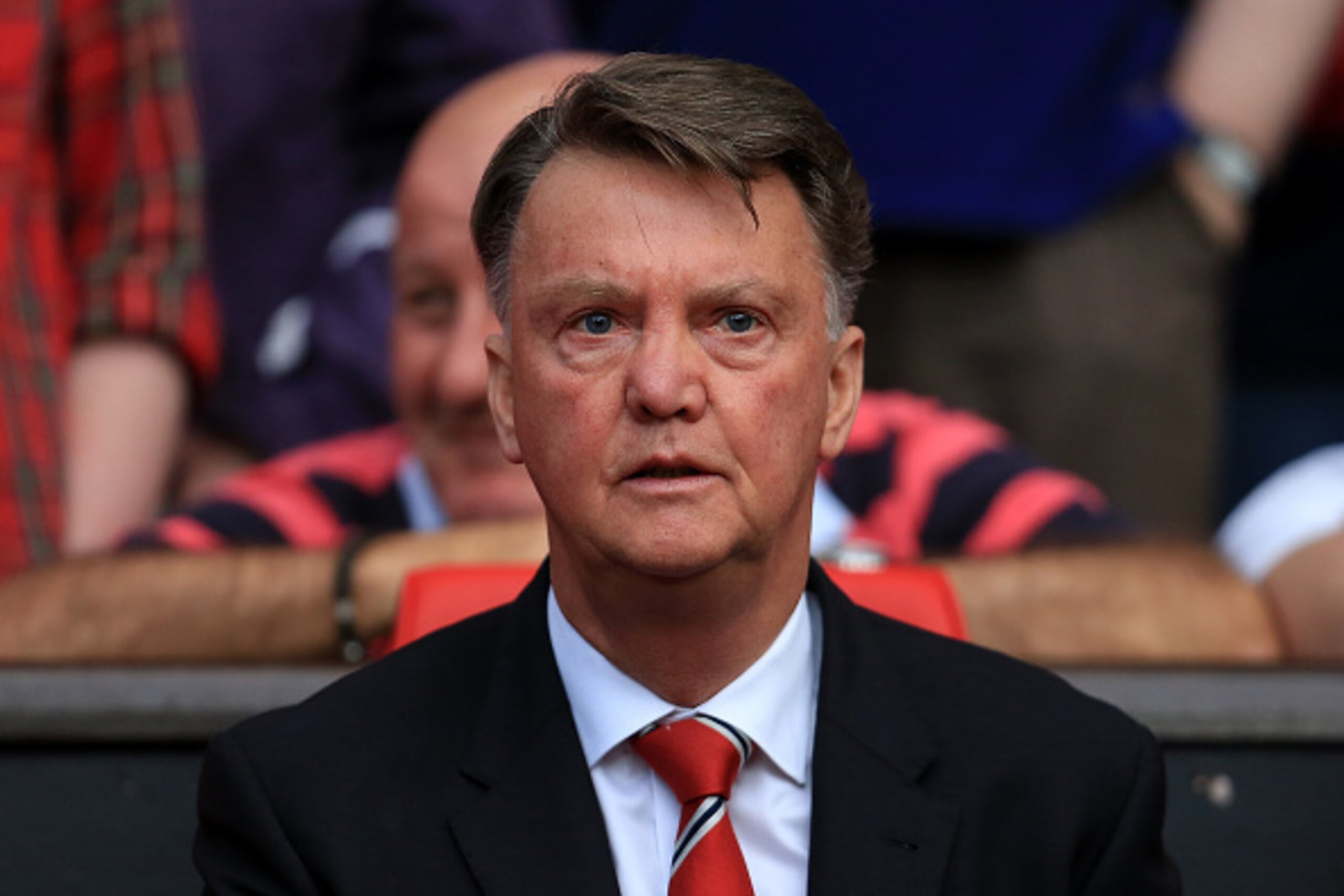 MANCHESTER, ENGLAND - MAY 17:  Manchester United Manager Louis van Gaal
 looks on during the Barclays Premier League match between Manchester United and AFC Bournemouth at Old Trafford on May 17, 2016 in Manchester, England.  (Photo by James Baylis - AMA/