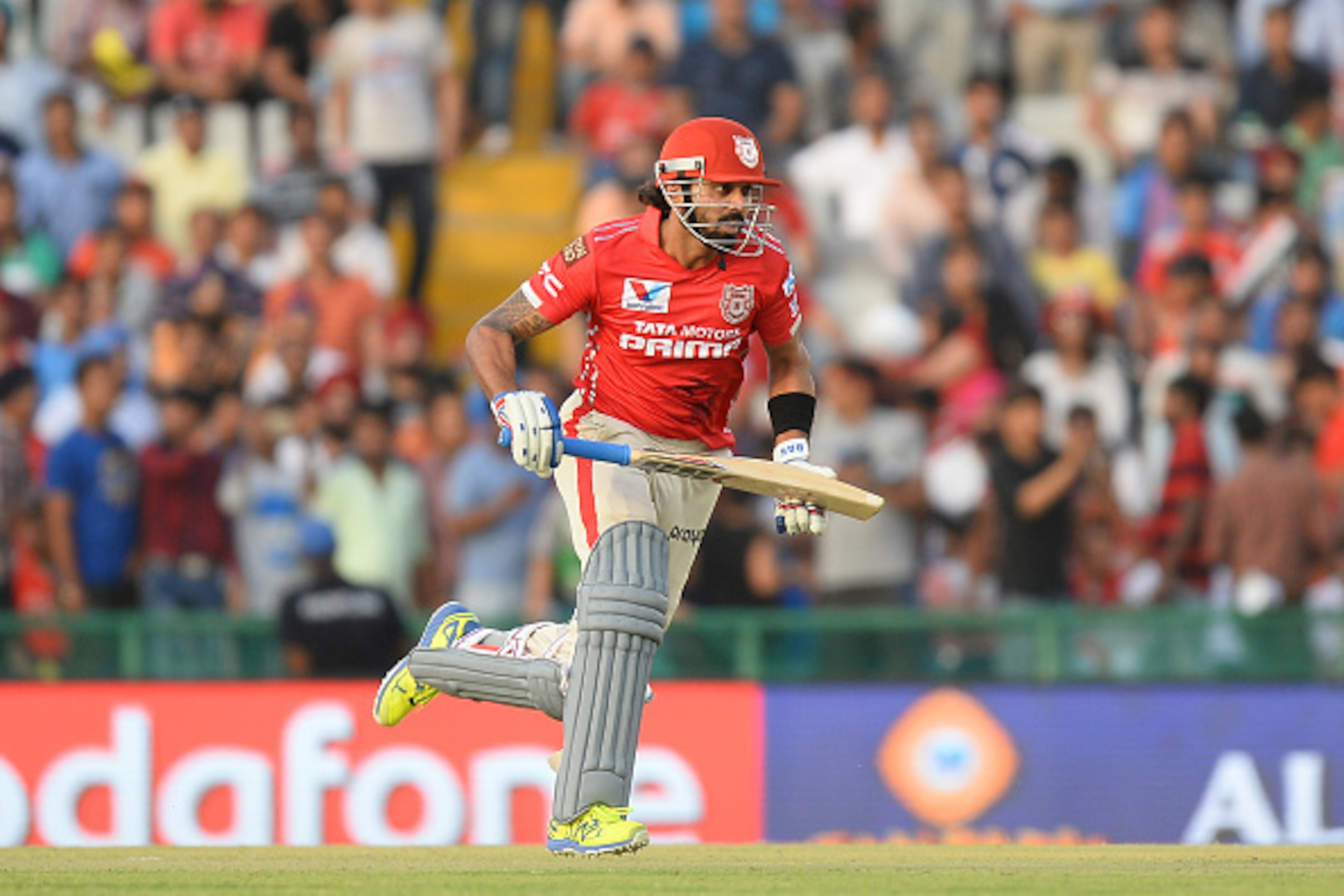 Kings XI Punjab Murali Vijay  runs between the wickets during the 2016 Indian Premier League (IPL) Twenty20 cricket match between Rising Pune Supergiants and Kings XI Punjab at The Punjab Cricket Association Stadium in Mohali on April 17, 2016  ------IMAG