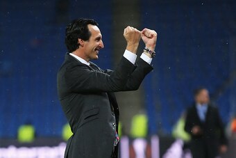 BASEL, SWITZERLAND - MAY 18:  Unai Emery manager of Sevilla celebrates after the UEFA Europa League Final match between Liverpool and Sevilla at St. Jakob-Park on May 18, 2016 in Basel, Switzerland.  (Photo by Lars Baron/Getty Images)