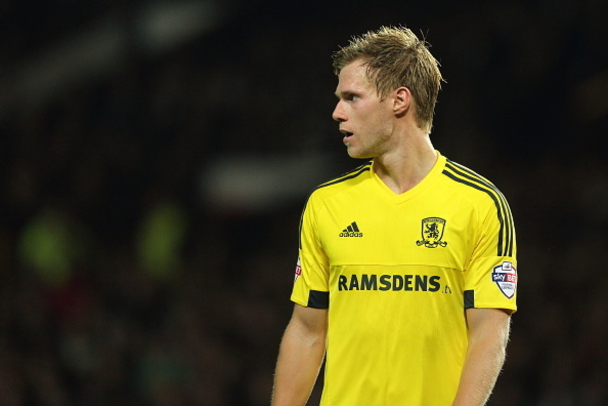 MANCHESTER, UNITED KINGDOM - OCTOBER 28: Tomas Kalas of Middlesbrough during the Capital One Cup Fourth Round match between Manchester United v Middlesbrough at Old Trafford on October 28, 2015 in Manchester, United Kingdom. (Photo by Matthew Ashton - A MANCHESTER, UNITED KINGDOM - OCTOBER 28: Tomas Kalas of Middlesbrough during the Capital One Cup Fourth Round match between Manchester United v Middlesbrough at Old Trafford on October 28, 2015 in Manchester, United Kingdom. (Photo by Matthew Ashton - A