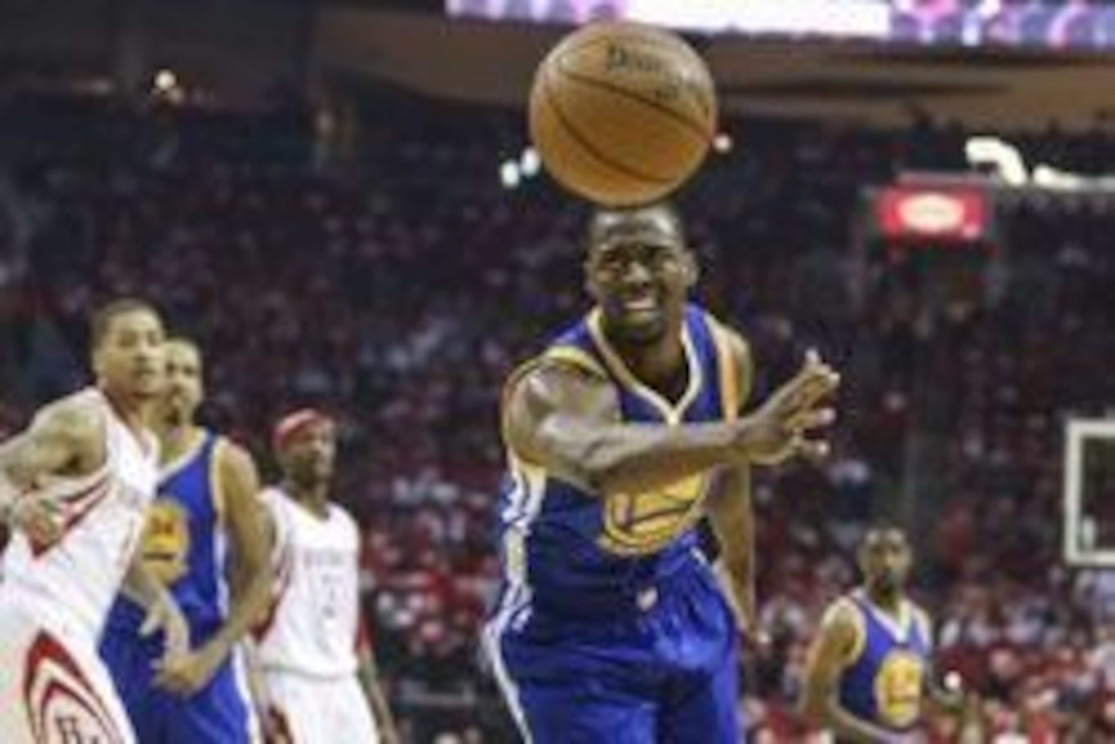 Apr 21, 2016; Houston, TX, USA; Golden State Warriors forward Harrison Barnes (40) is unable to grab a loose ball during the second quarter against the Houston Rockets in game three of the first round of the NBA Playoffs at Toyota Center. Mandatory Credit Apr 21, 2016; Houston, TX, USA; Golden State Warriors forward Harrison Barnes (40) is unable to grab a loose ball during the second quarter against the Houston Rockets in game three of the first round of the NBA Playoffs at Toyota Center. Mandatory Credit
