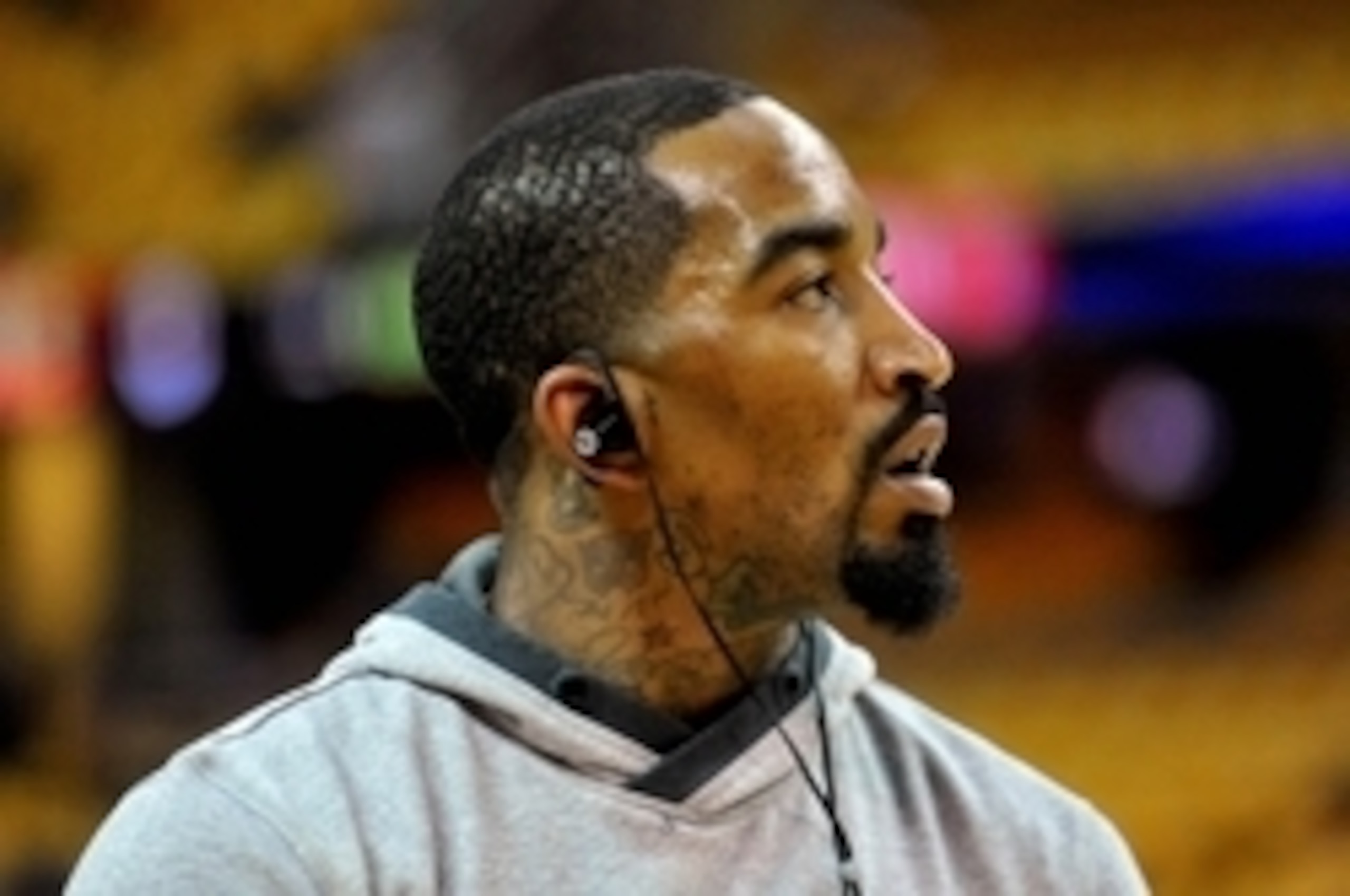 May 4, 2016; Cleveland, OH, USA; Cleveland Cavaliers guard J.R. Smith (5) warms up before game two between the Cleveland Cavaliers and the Atlanta Hawks in the second round of the NBA Playoffs at Quicken Loans Arena. Mandatory Credit: Ken Blaze-USA TODAY 