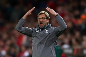 BASEL, SWITZERLAND - MAY 18: Liverpool manager Jurgen Klopp encourages the fans during the UEFA Europa League Final match between Liverpool and Sevilla at St. Jakob-Park on May 18, 2016 in Basel, Switzerland. (Photo by Chris Brunskill Ltd/Getty Images)