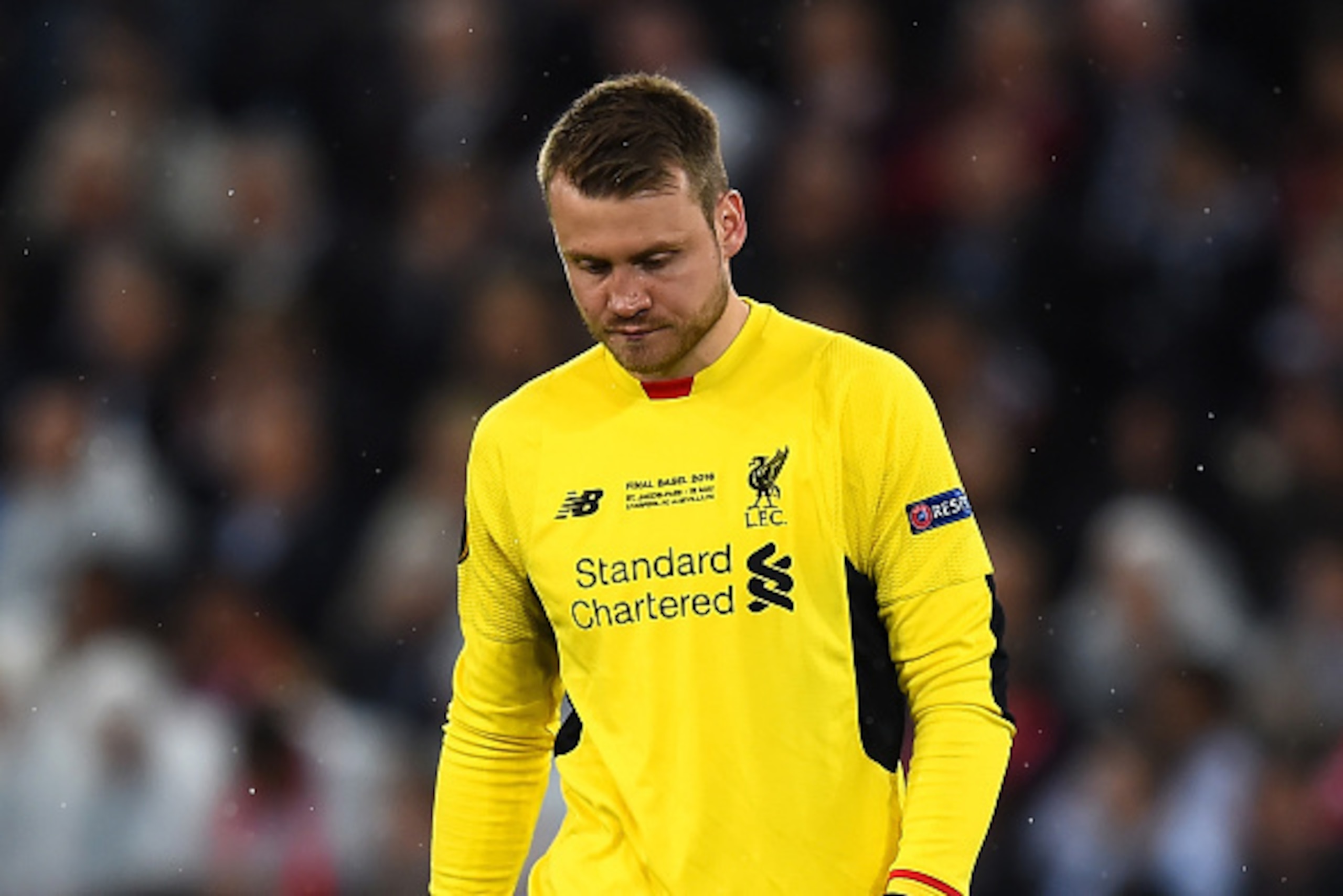 BASEL, SWITZERLAND - MAY 18: Simon Mignolet of Liverpool shows his dejection after Sevilla's third goal during the UEFA Europa League Final match between Liverpool and Sevilla at St. Jakob-Park on May 18, 2016 in Basel, Switzerland. (Photo by David Ramo BASEL, SWITZERLAND - MAY 18: Simon Mignolet of Liverpool shows his dejection after Sevilla's third goal during the UEFA Europa League Final match between Liverpool and Sevilla at St. Jakob-Park on May 18, 2016 in Basel, Switzerland. (Photo by David Ramo