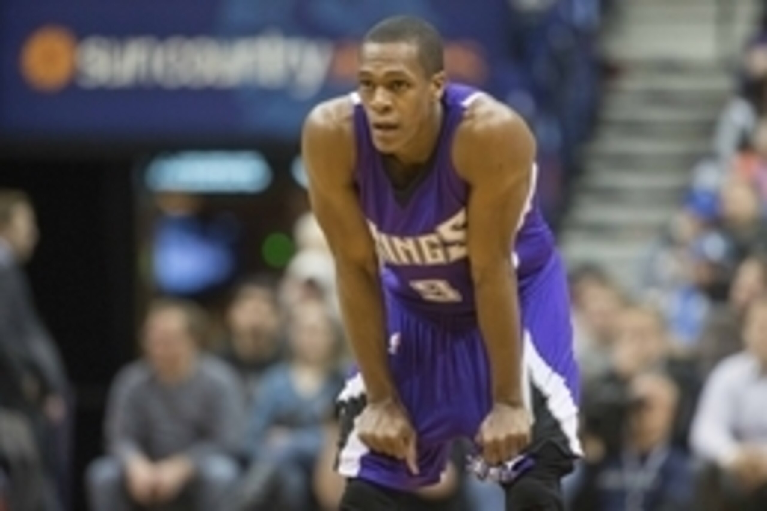 Mar 23, 2016; Minneapolis, MN, USA; Sacramento Kings guard Rajon Rondo (9) looks on during the first half against the Minnesota Timberwolves at Target Center. Mandatory Credit: Jesse Johnson-USA TODAY Sports