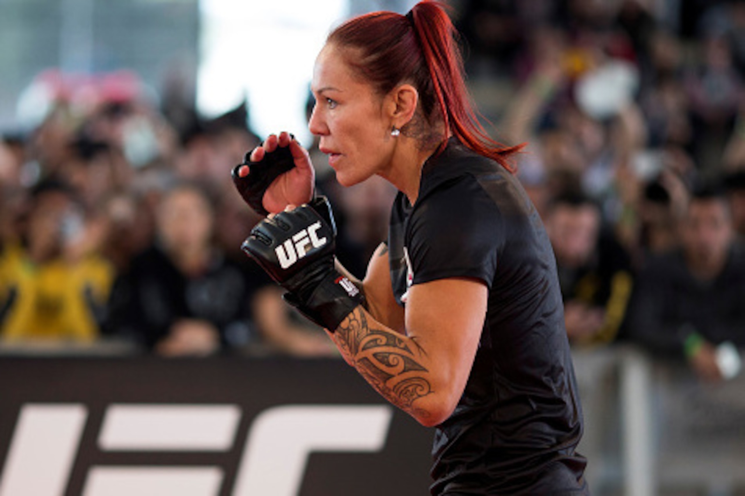 RIO DE JANEIRO, BRAZIL - MAY 11: Catchweight Cris 'Cyborg' Justino of Brazil holds an open training session at Arena da Baixada stadium on May 11, 2016 in Curitiba, Brazil. (Photo by Buda Mendes/Zuffa LLC/Zuffa LLC via Getty Images) ***Local Caption*** Cr